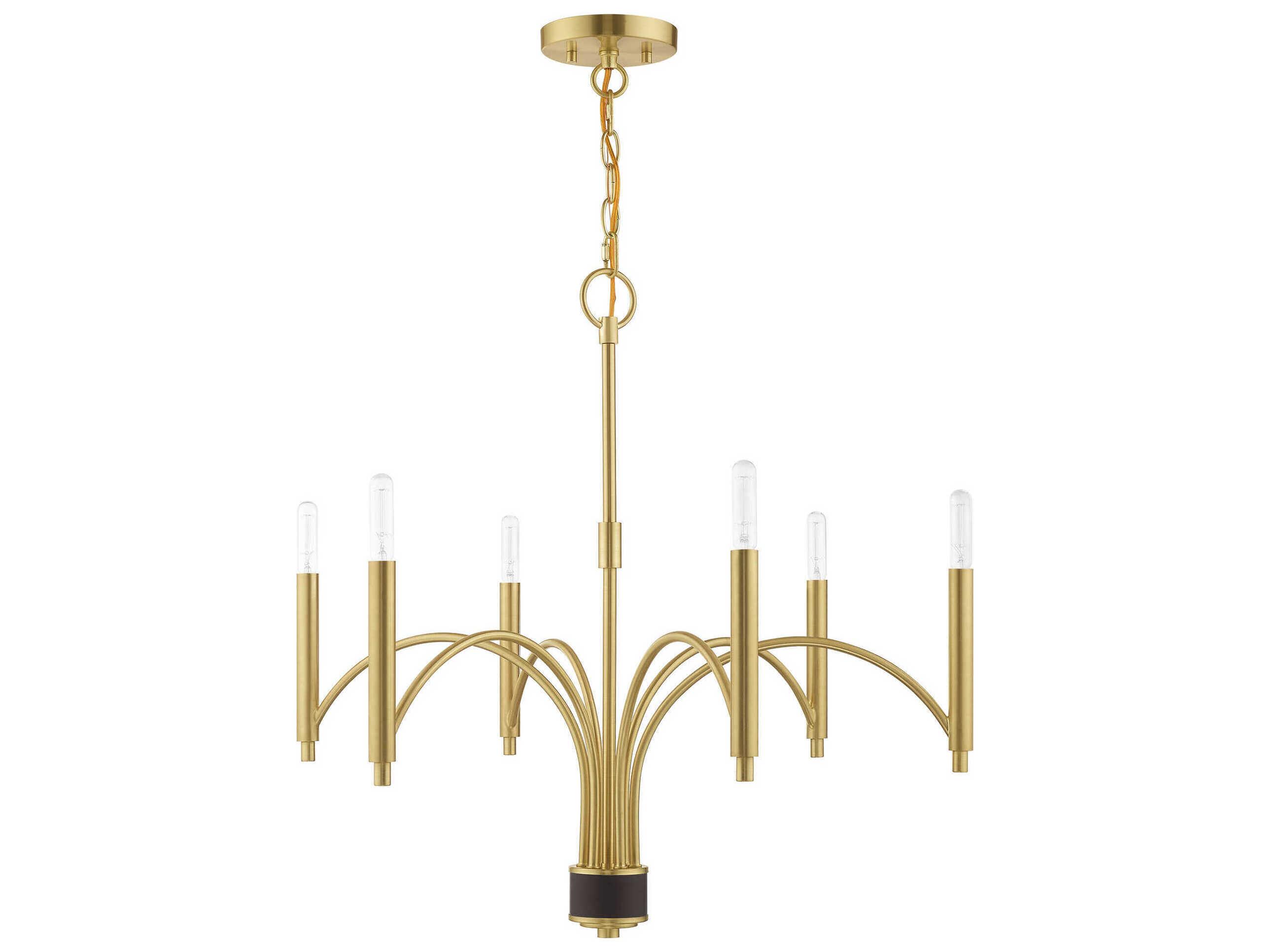 Livex Lighting Wisteria 6-Light Satin Brass Candelabra Chandelier