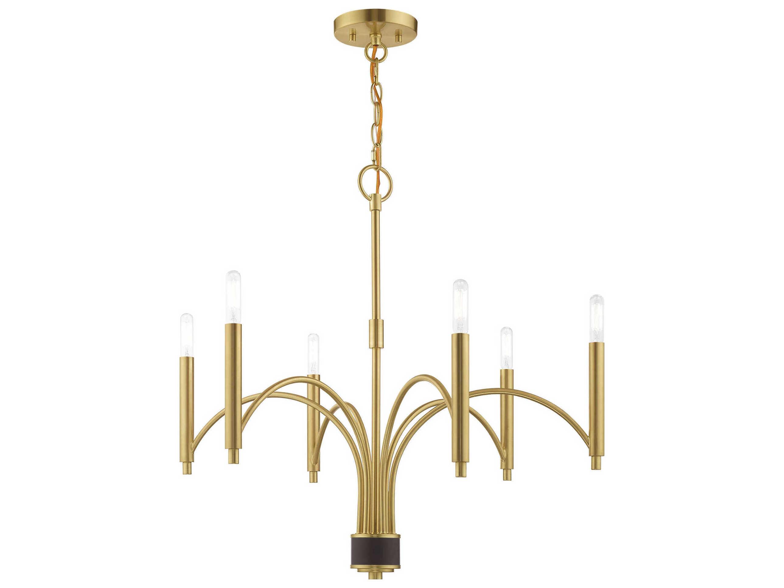 Livex Lighting Wisteria 6-Light Satin Brass Candelabra Chandelier