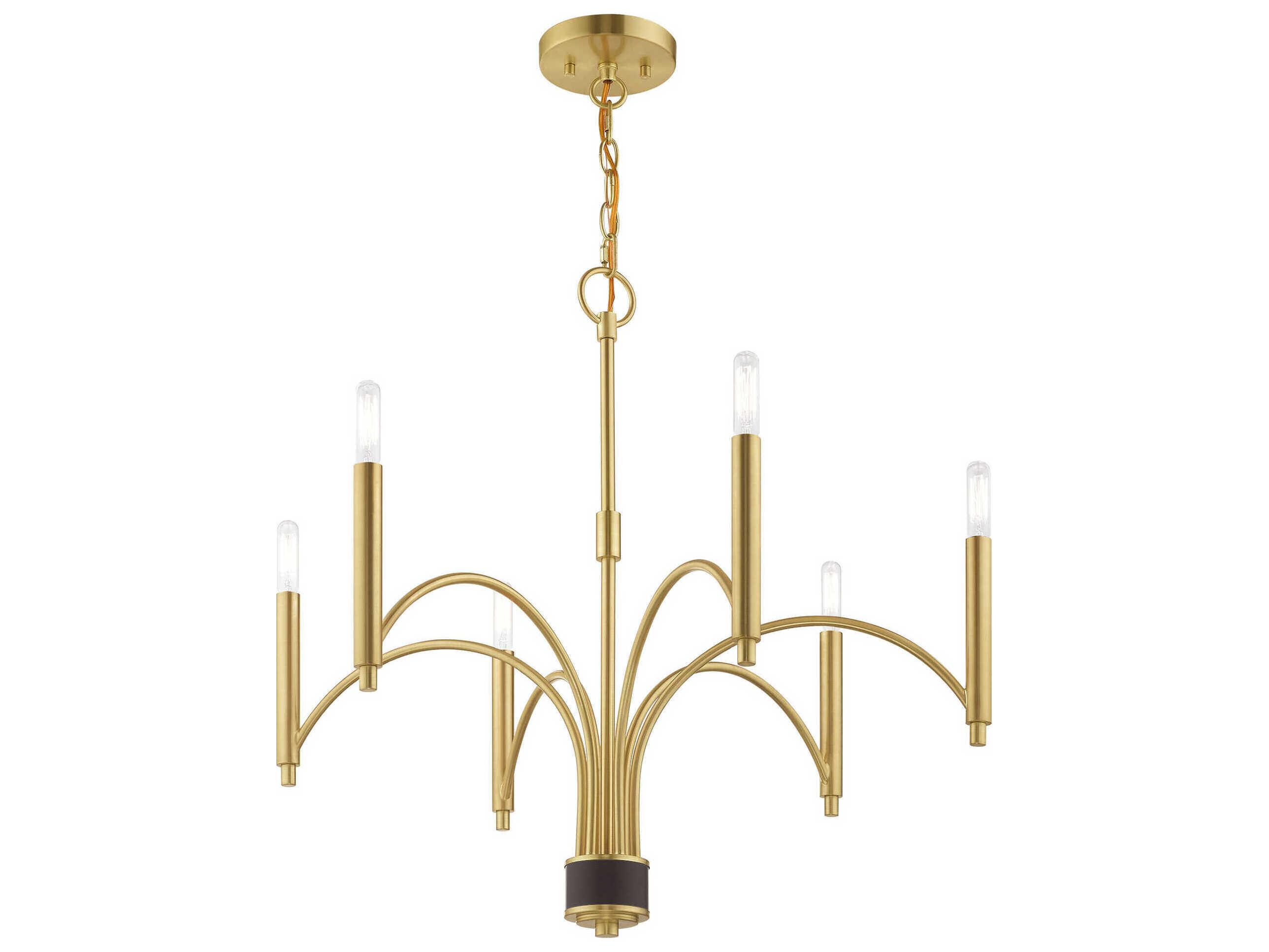 Livex Lighting Wisteria 6-Light Satin Brass Candelabra Chandelier
