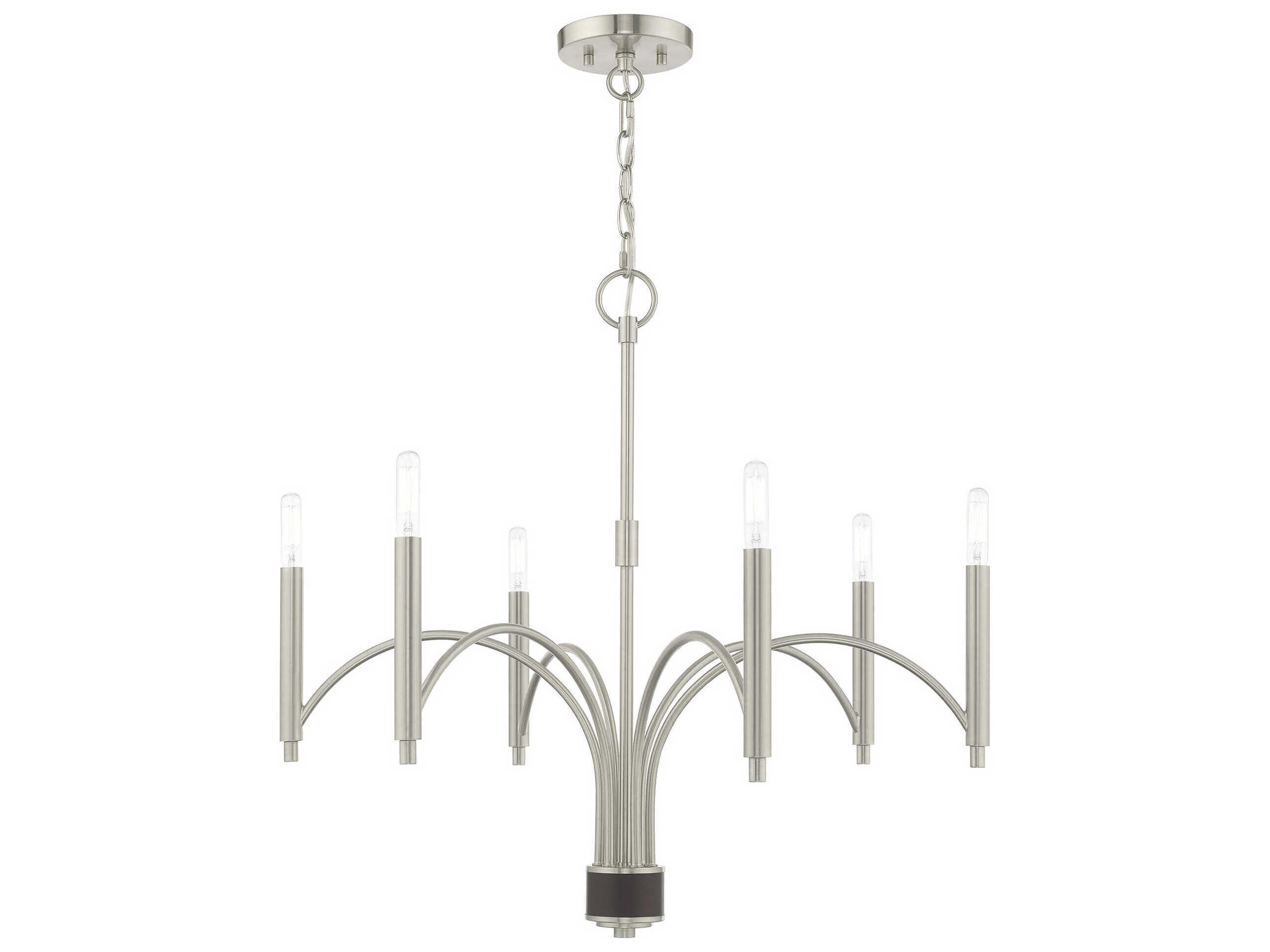 Livex Lighting Wisteria 6-Light Brushed Nickel Candelabra Chandelier