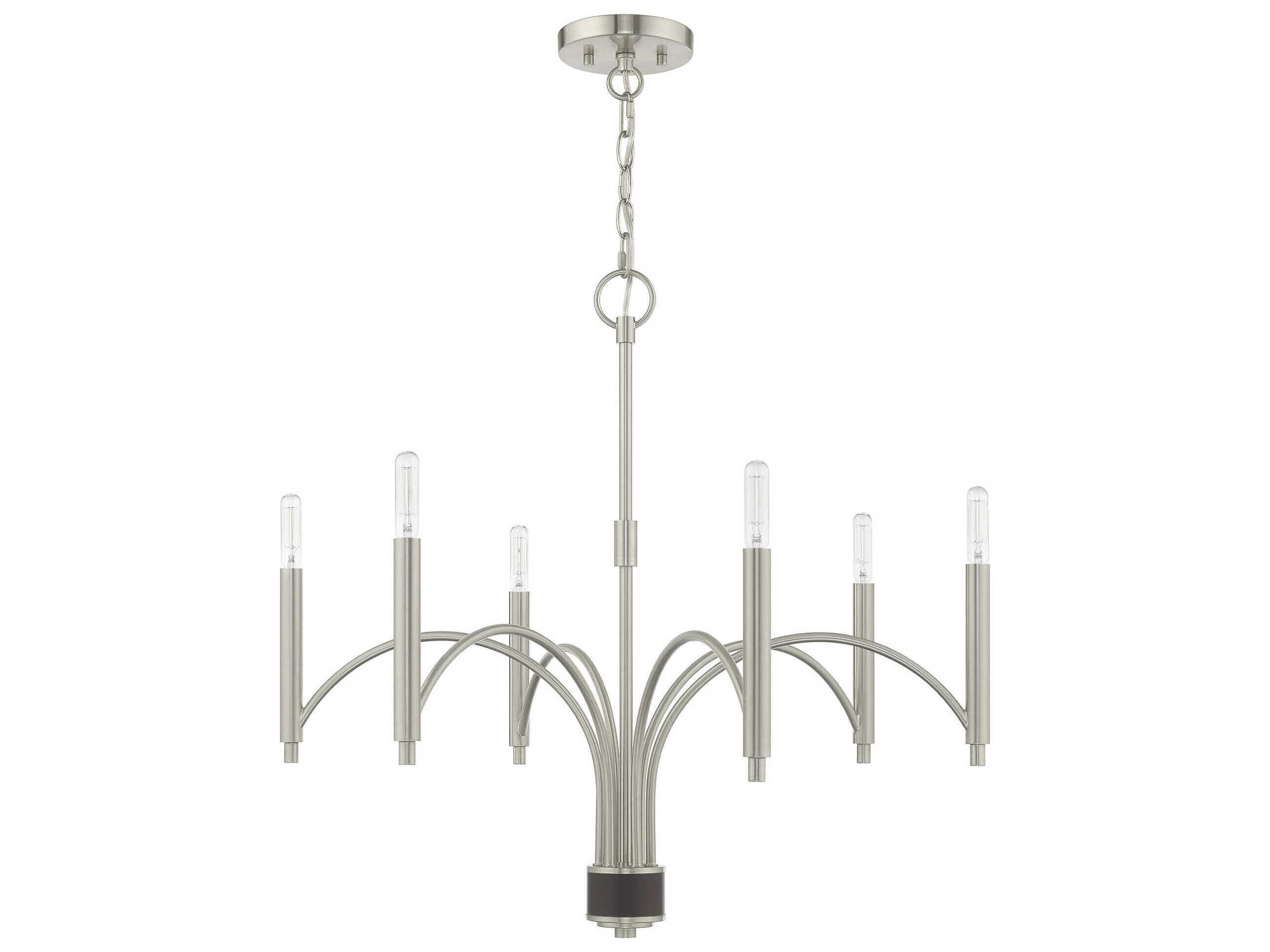 Livex Lighting Wisteria 6-Light Brushed Nickel Candelabra Chandelier