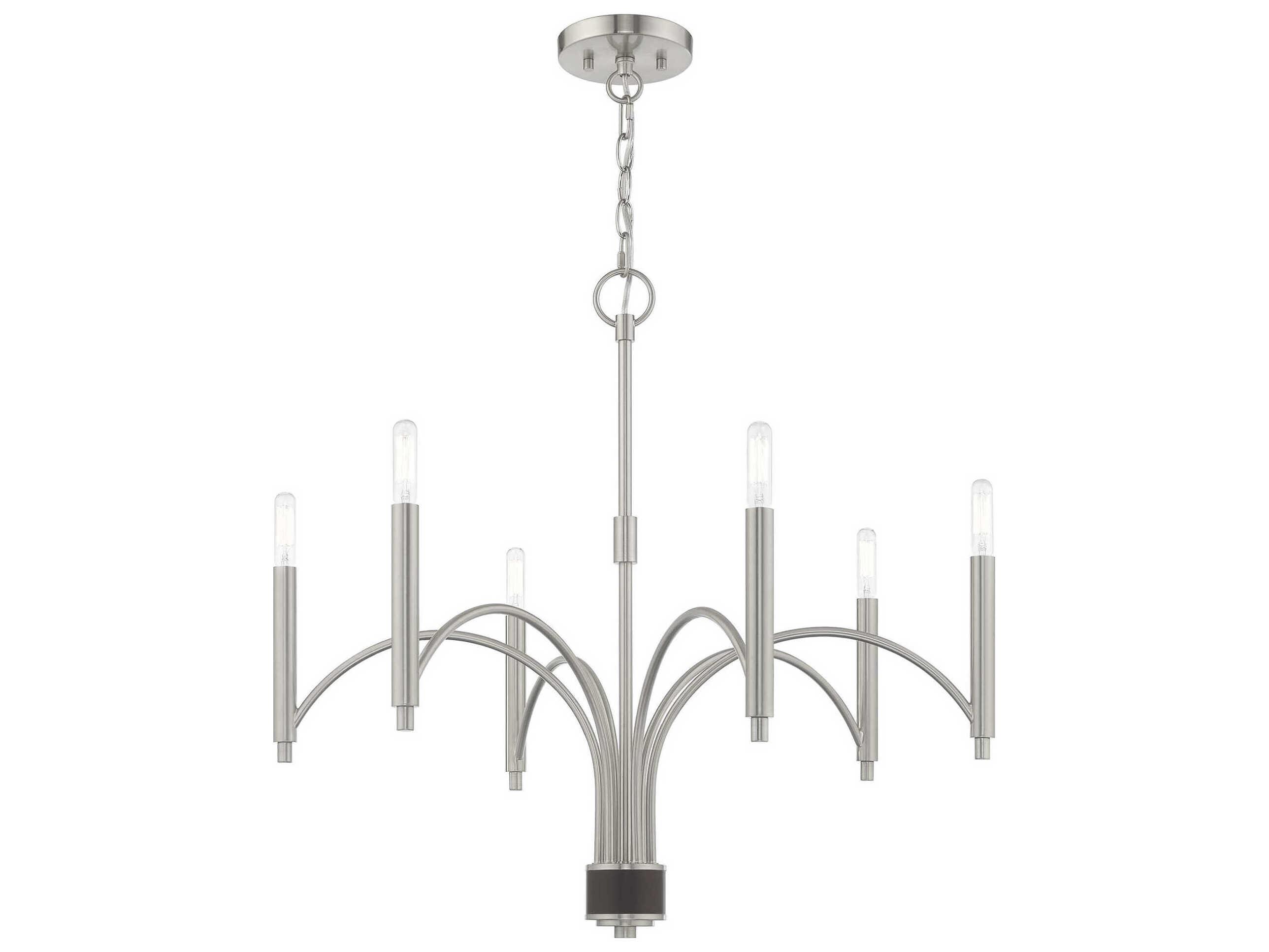 Livex Lighting Wisteria 6-Light Brushed Nickel Candelabra Chandelier
