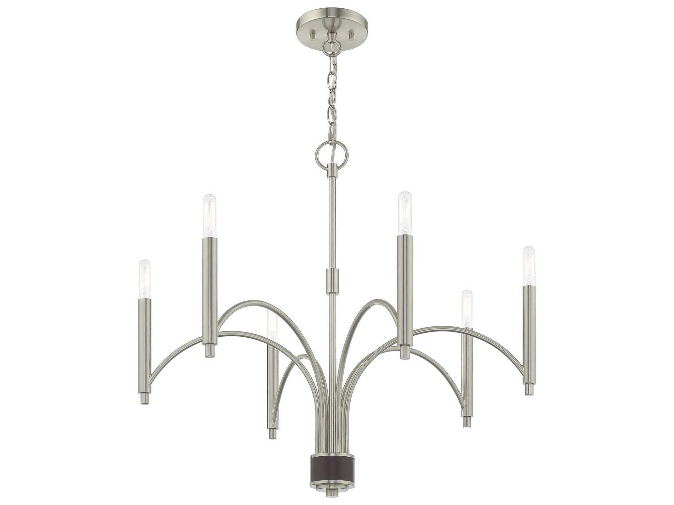 Livex Lighting Wisteria 6-Light Brushed Nickel Candelabra Chandelier