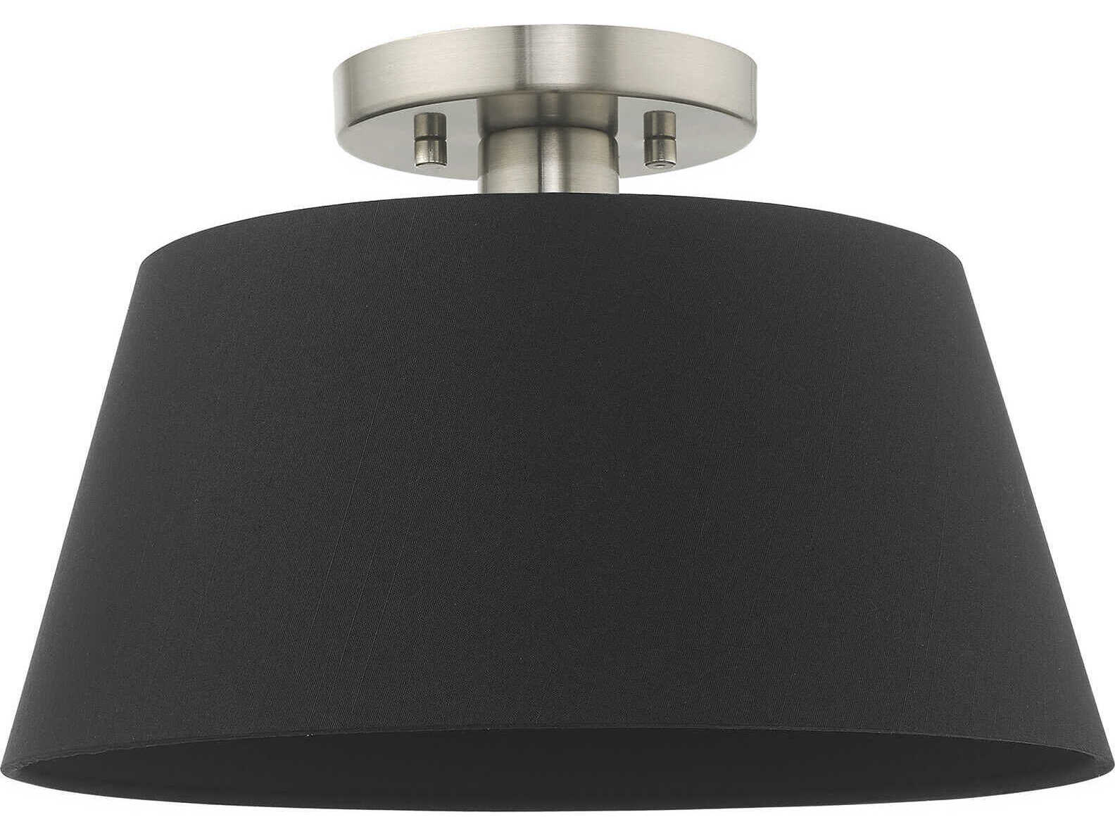 Livex Lighting Belclaire 1-Light Brushed Nickel Black Empire Semi Flush Mount