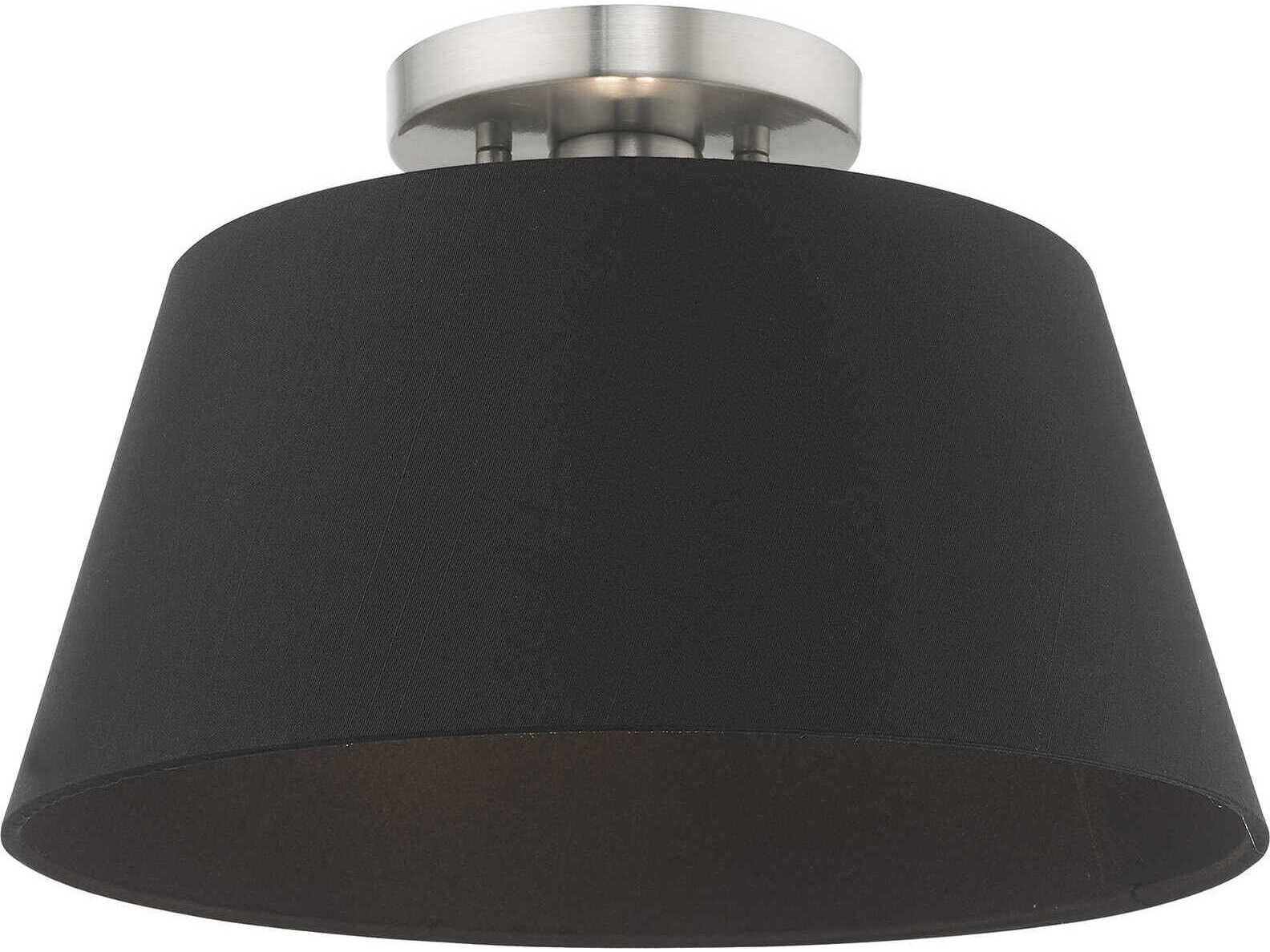 Livex Lighting Belclaire 1-Light Brushed Nickel Black Empire Semi Flush Mount