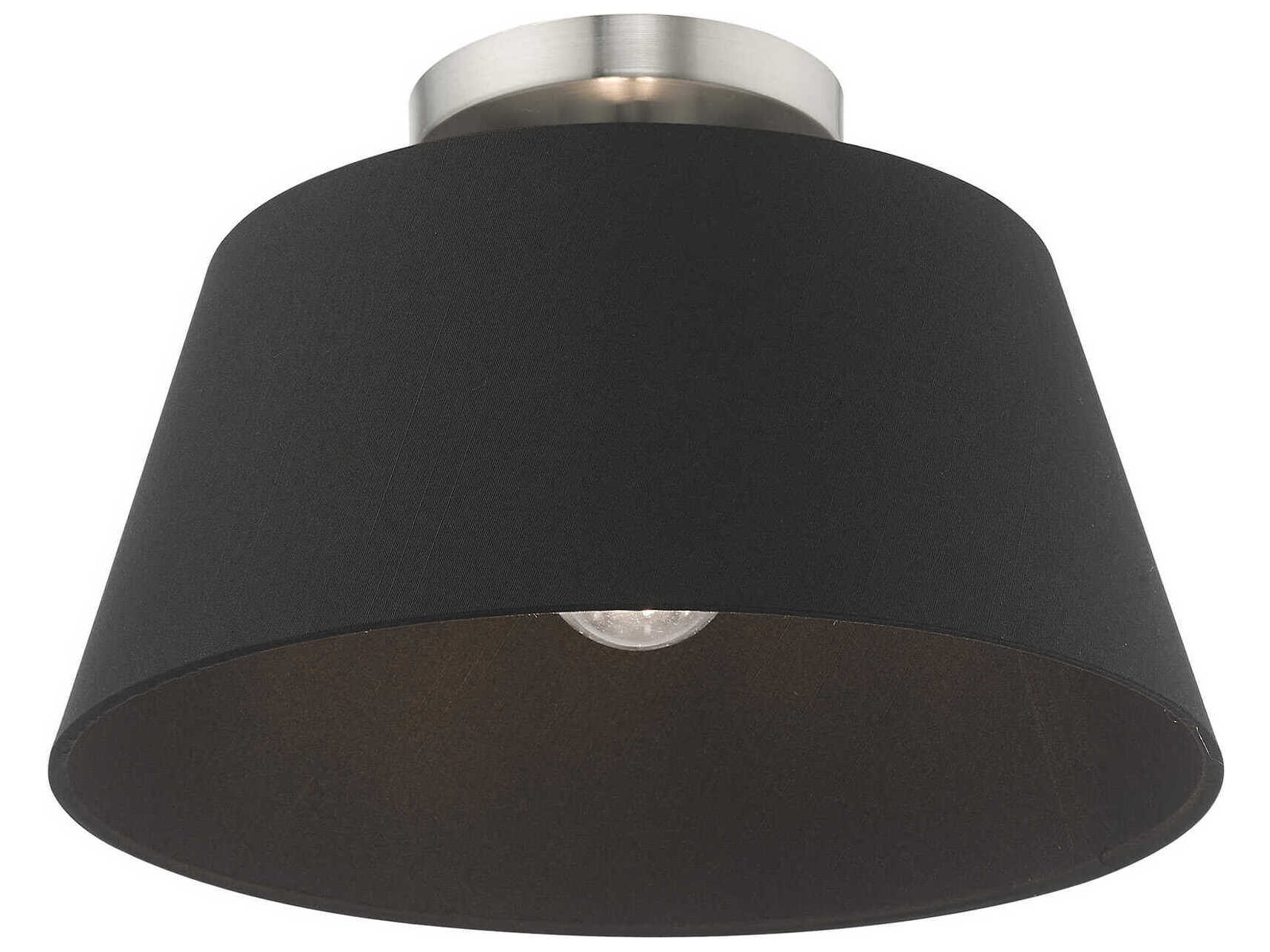 Livex Lighting Belclaire 1-Light Brushed Nickel Black Empire Semi Flush Mount