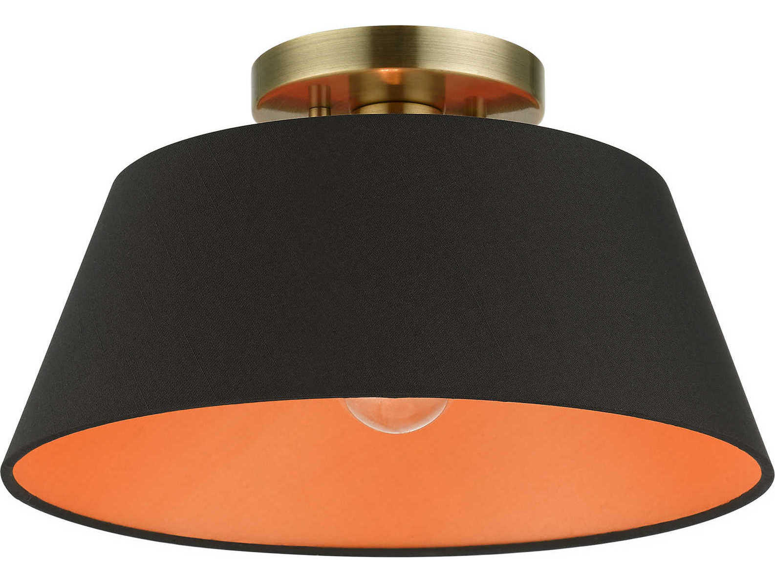 Livex Lighting Palma 1-Light Antique Brass Empire Semi Flush Mount