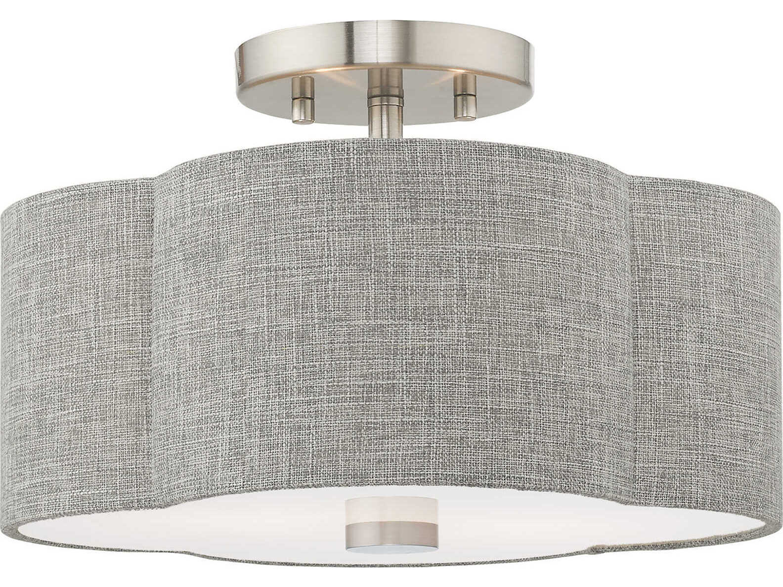 Livex Lighting Kalmar 2-Light Brushed Nickel Semi Flush Mount