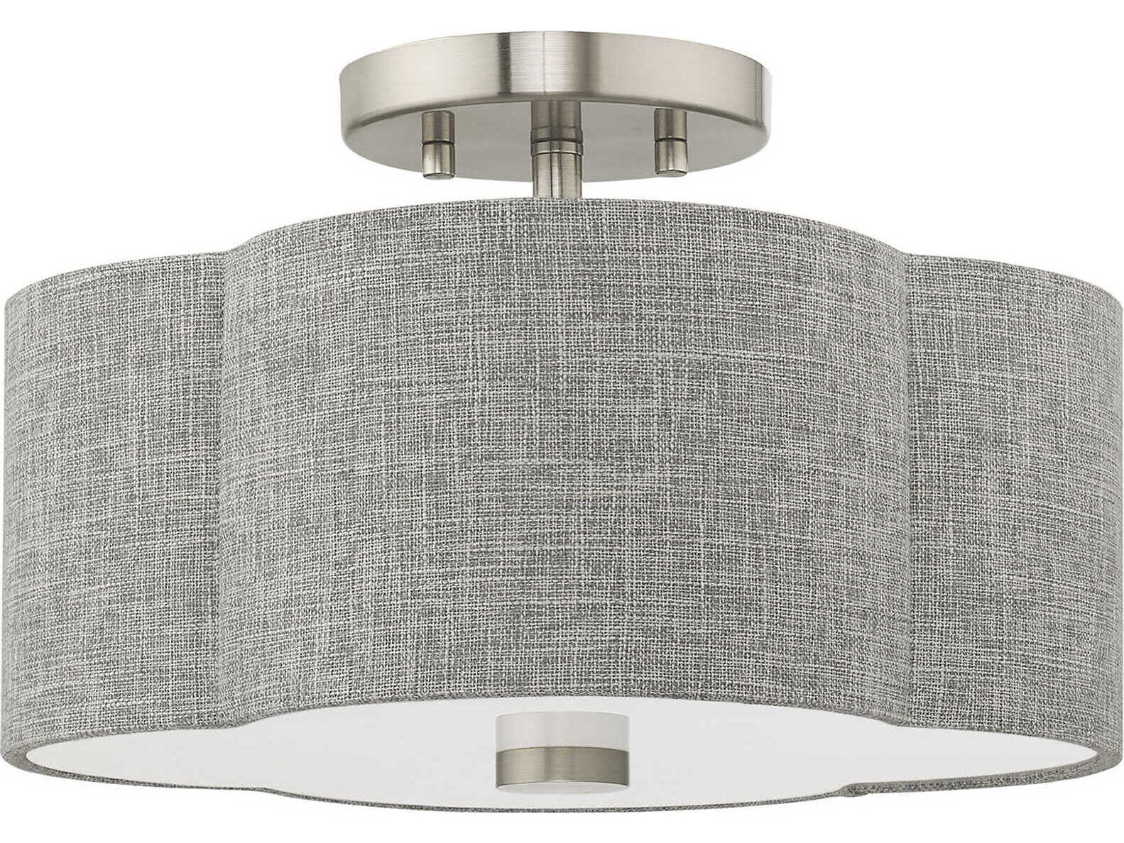 Livex Lighting Kalmar 2-Light Brushed Nickel Semi Flush Mount