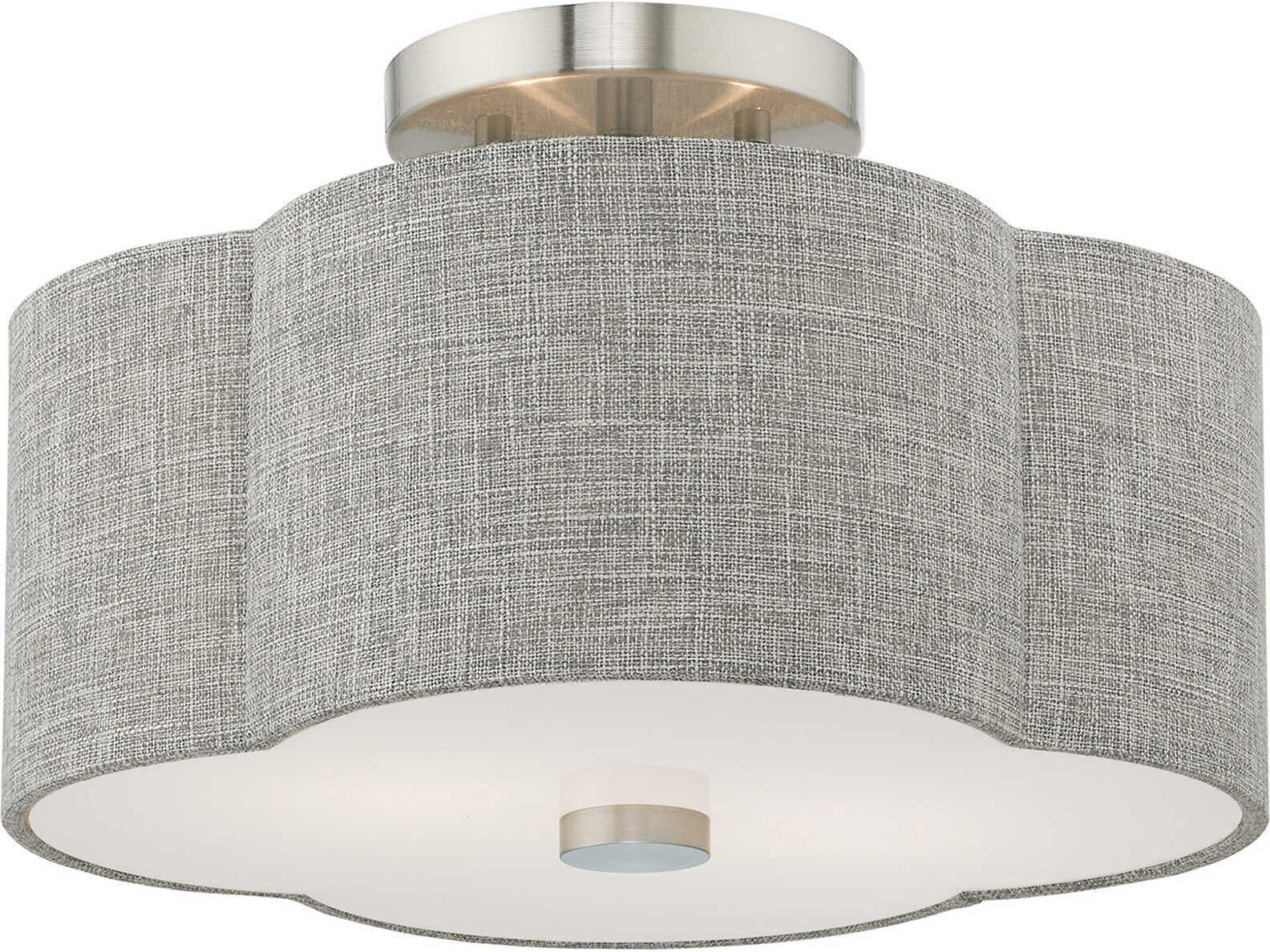 Livex Lighting Kalmar 2-Light Brushed Nickel Semi Flush Mount