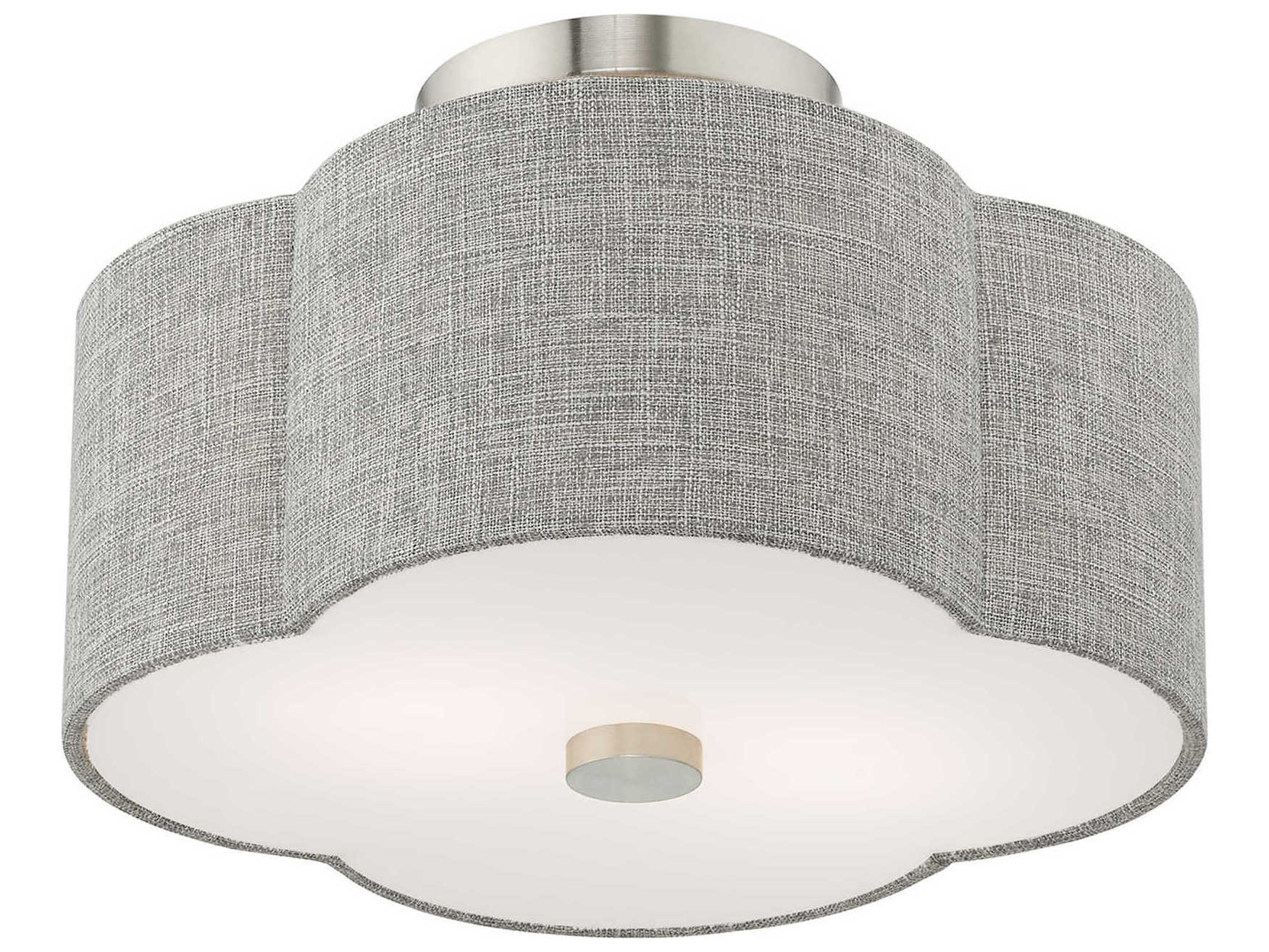 Livex Lighting Kalmar 2-Light Brushed Nickel Semi Flush Mount