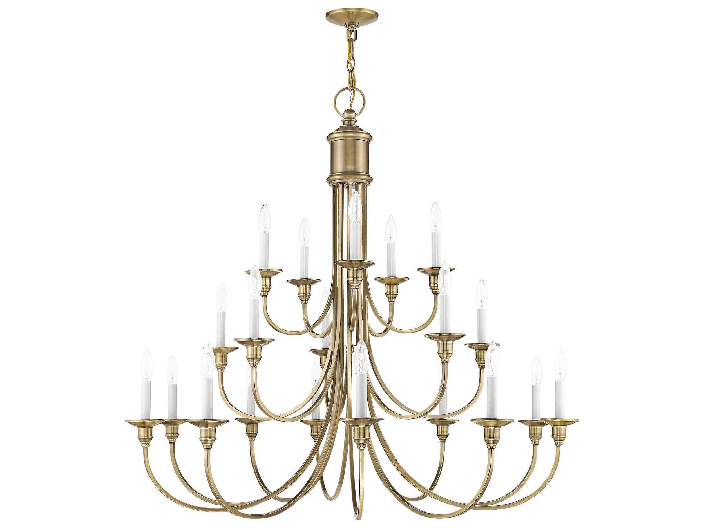 Livex Lighting Cranford 20-Light Antique Brass Candelabra Tiered Chandelier