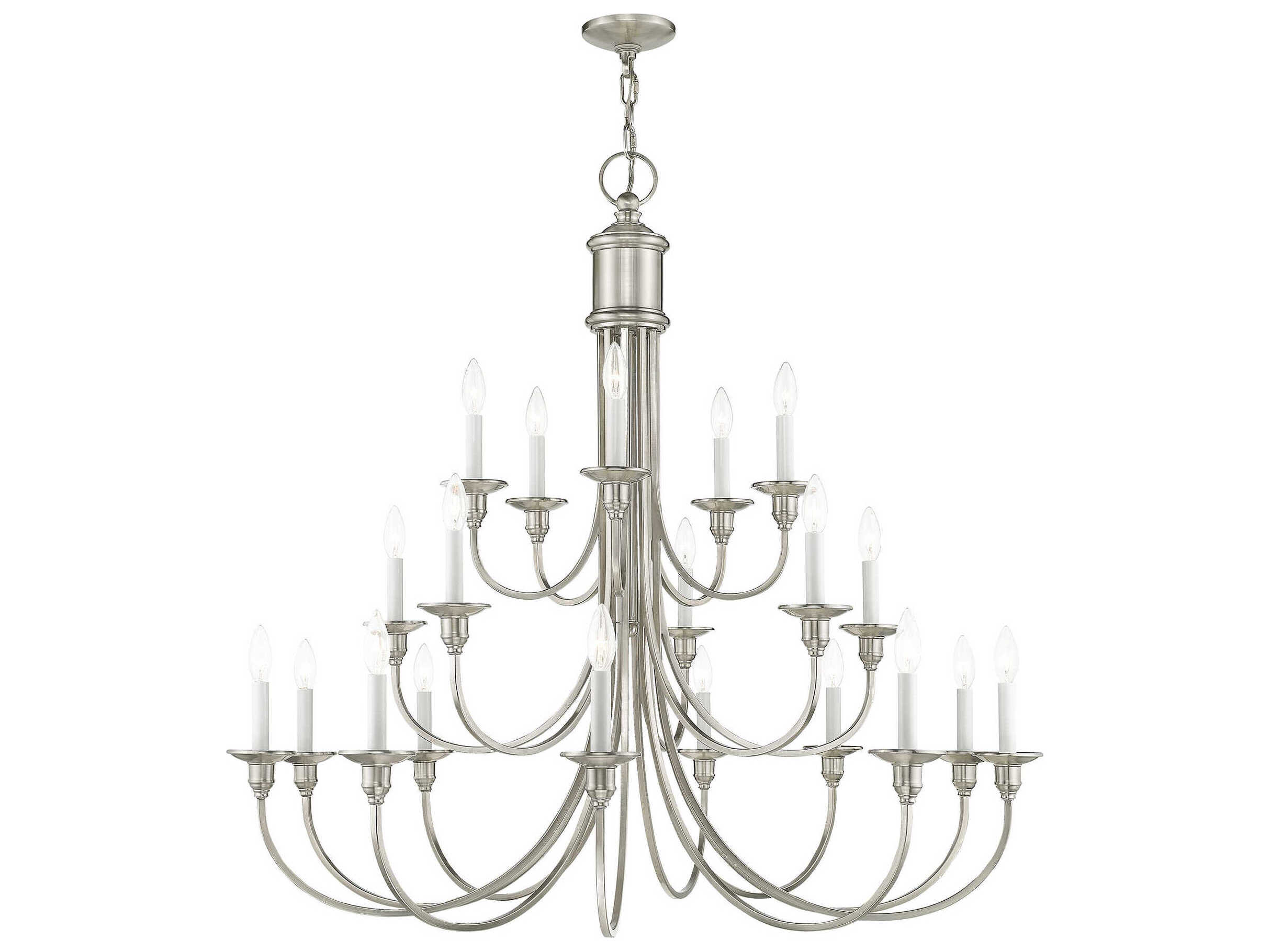 Livex Lighting Cranford 20-Light Brushed Nickel Candelabra Tiered Chandelier