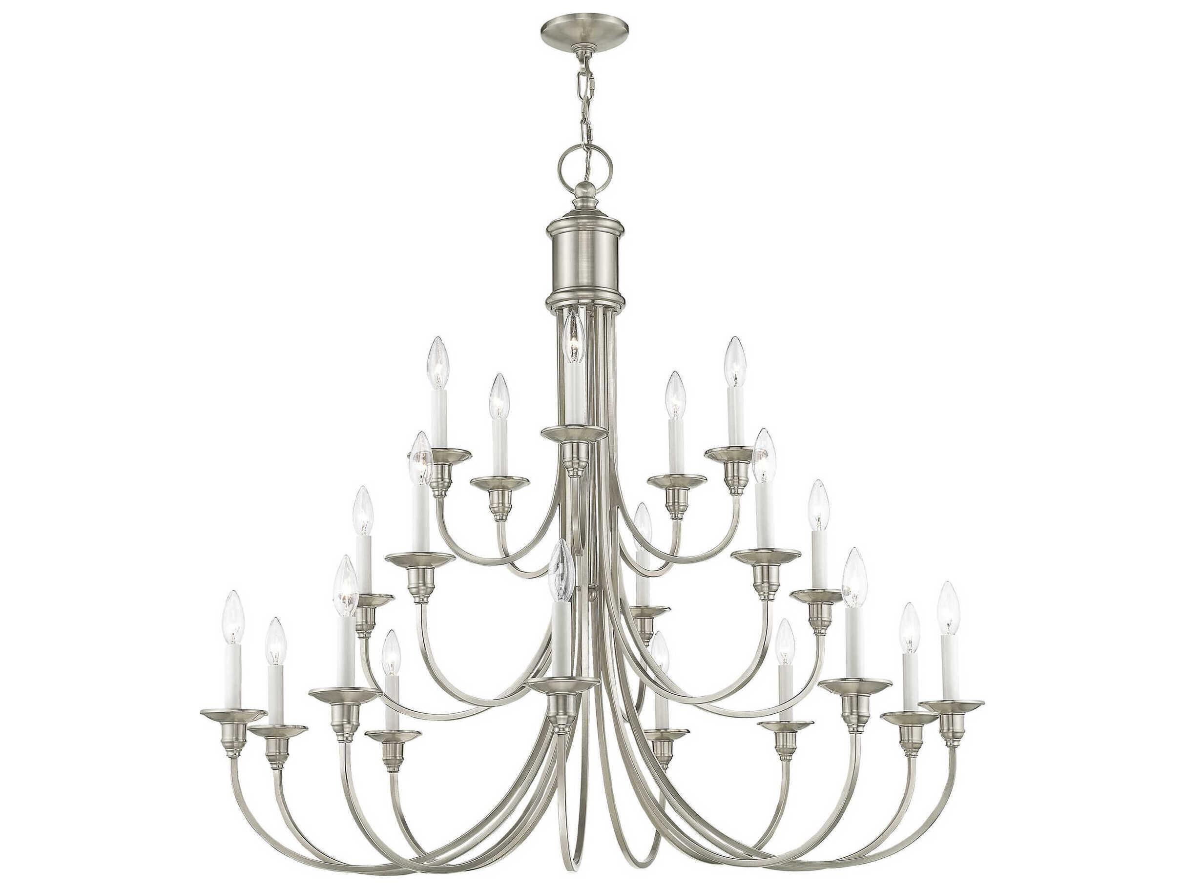 Livex Lighting Cranford 20-Light Brushed Nickel Candelabra Tiered Chandelier