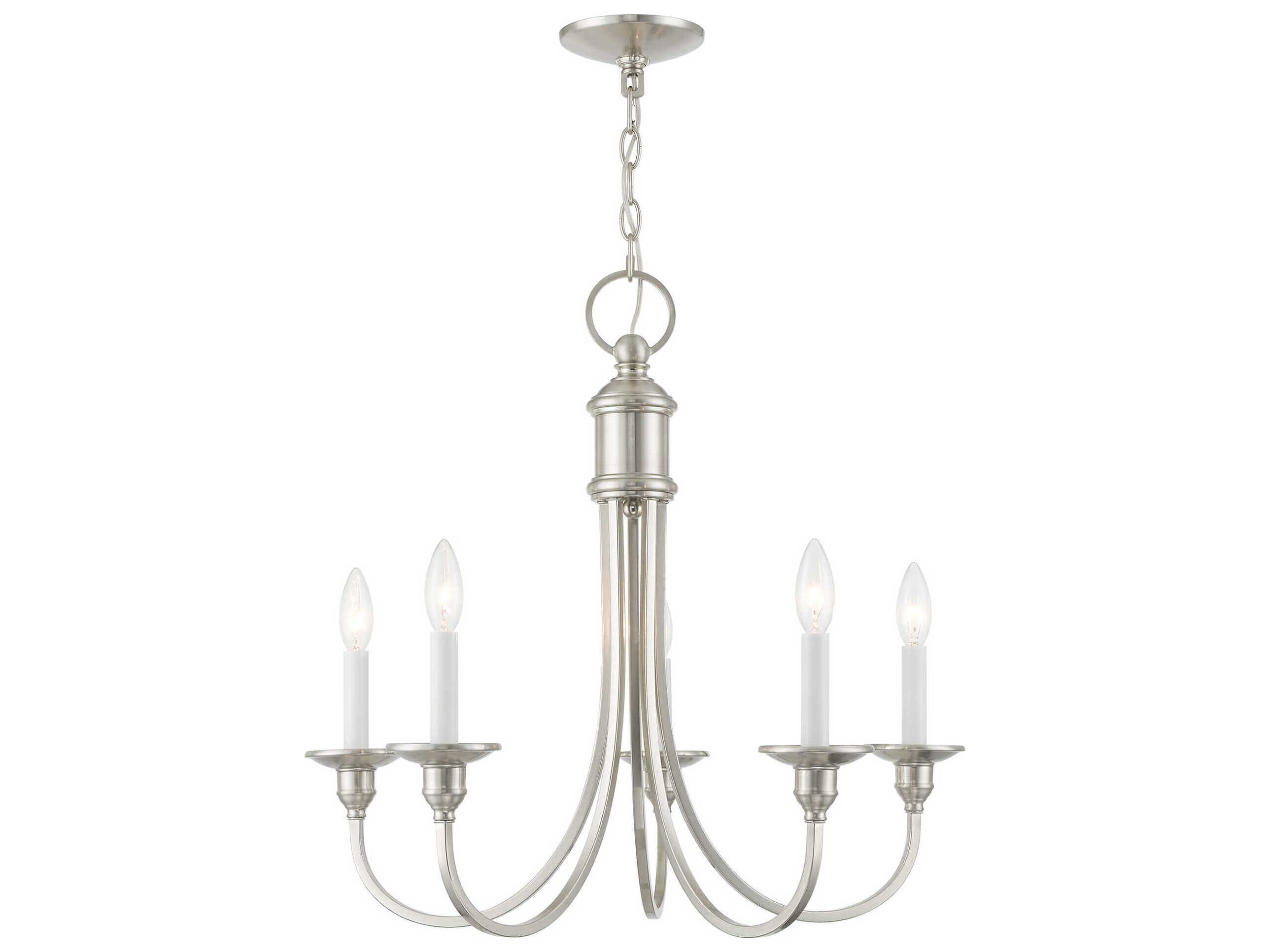 Livex Lighting Cranford 5-Light Brushed Nickel Candelabra Chandelier