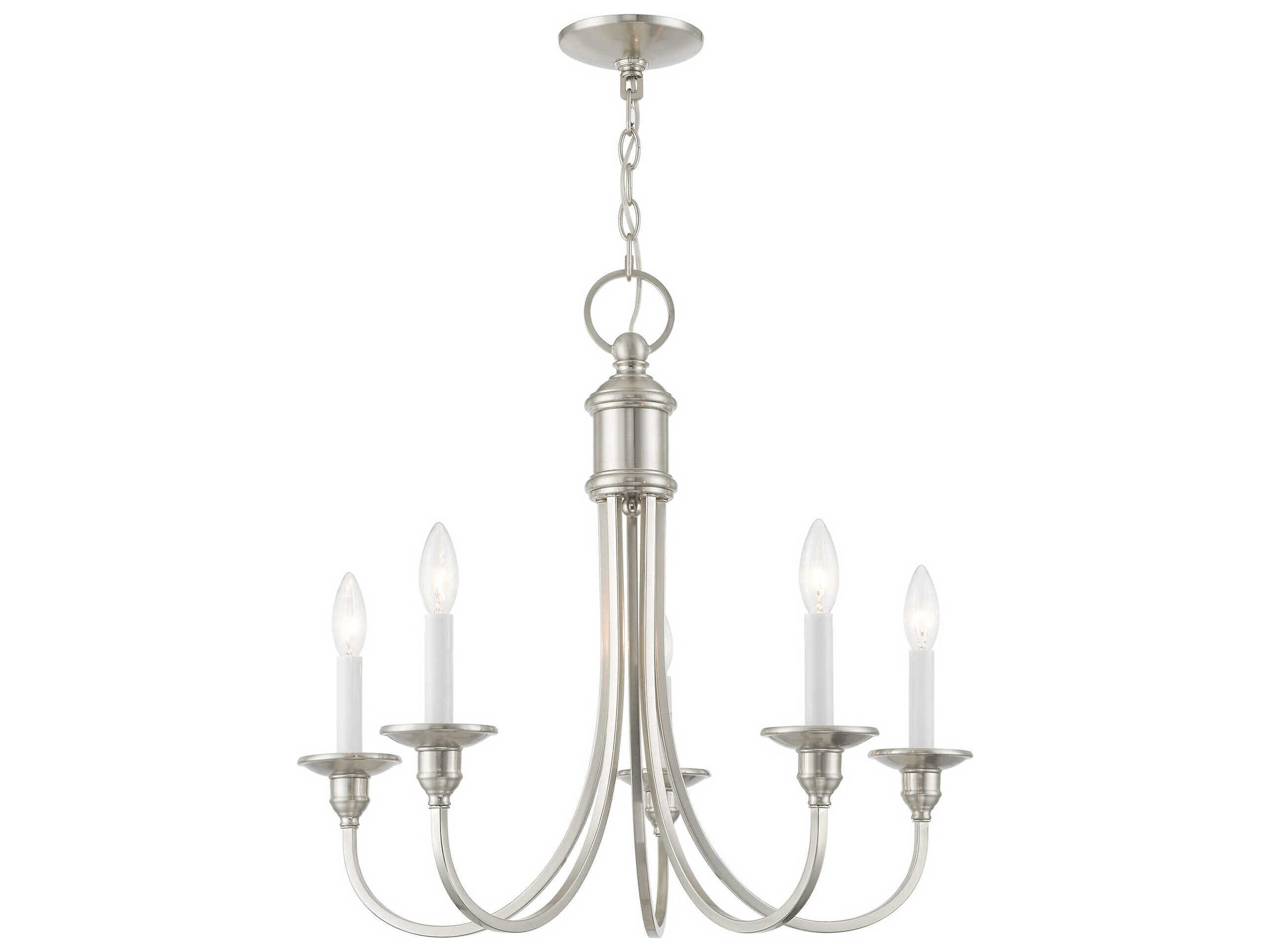 Livex Lighting Cranford 5-Light Brushed Nickel Candelabra Chandelier