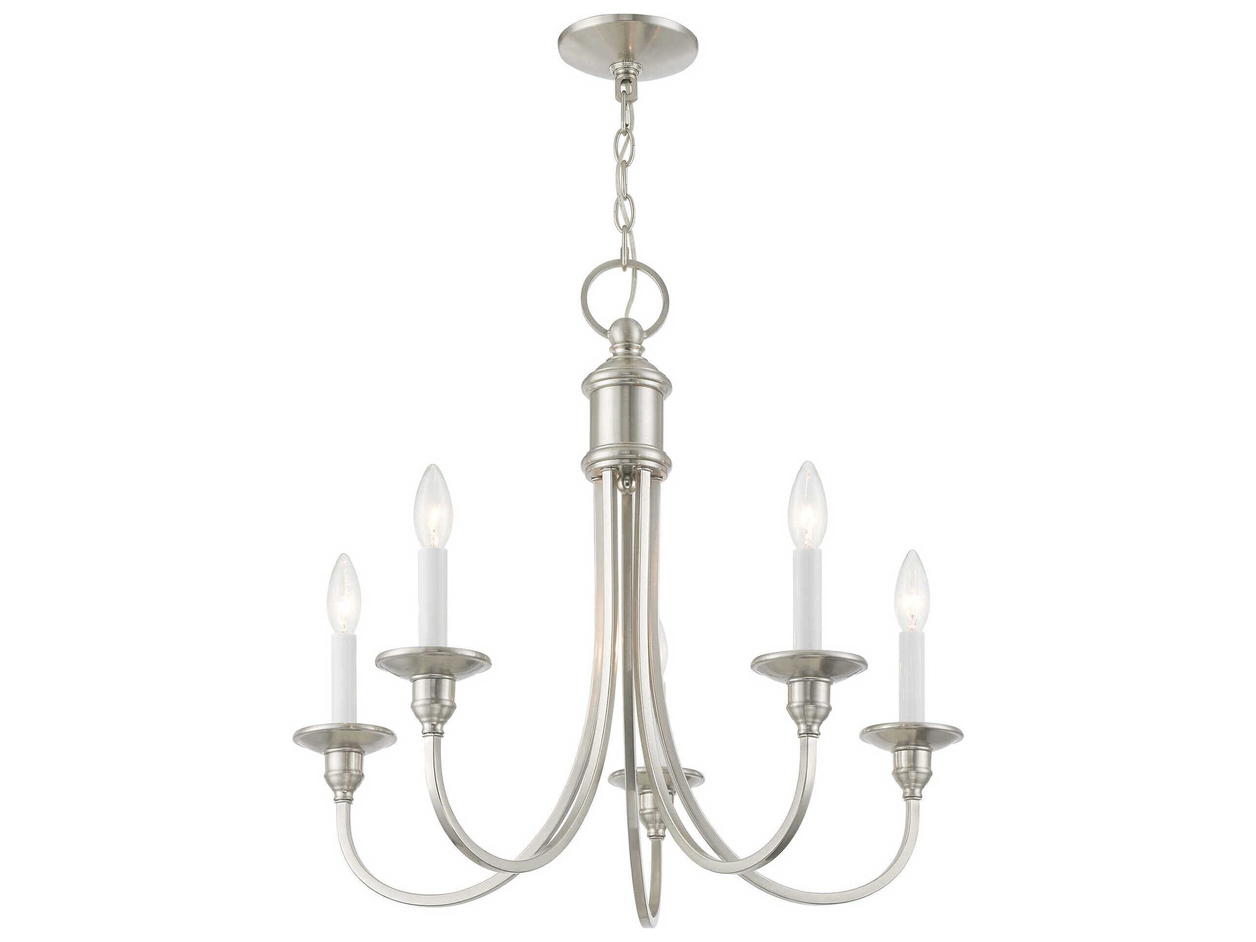Livex Lighting Cranford 5-Light Brushed Nickel Candelabra Chandelier