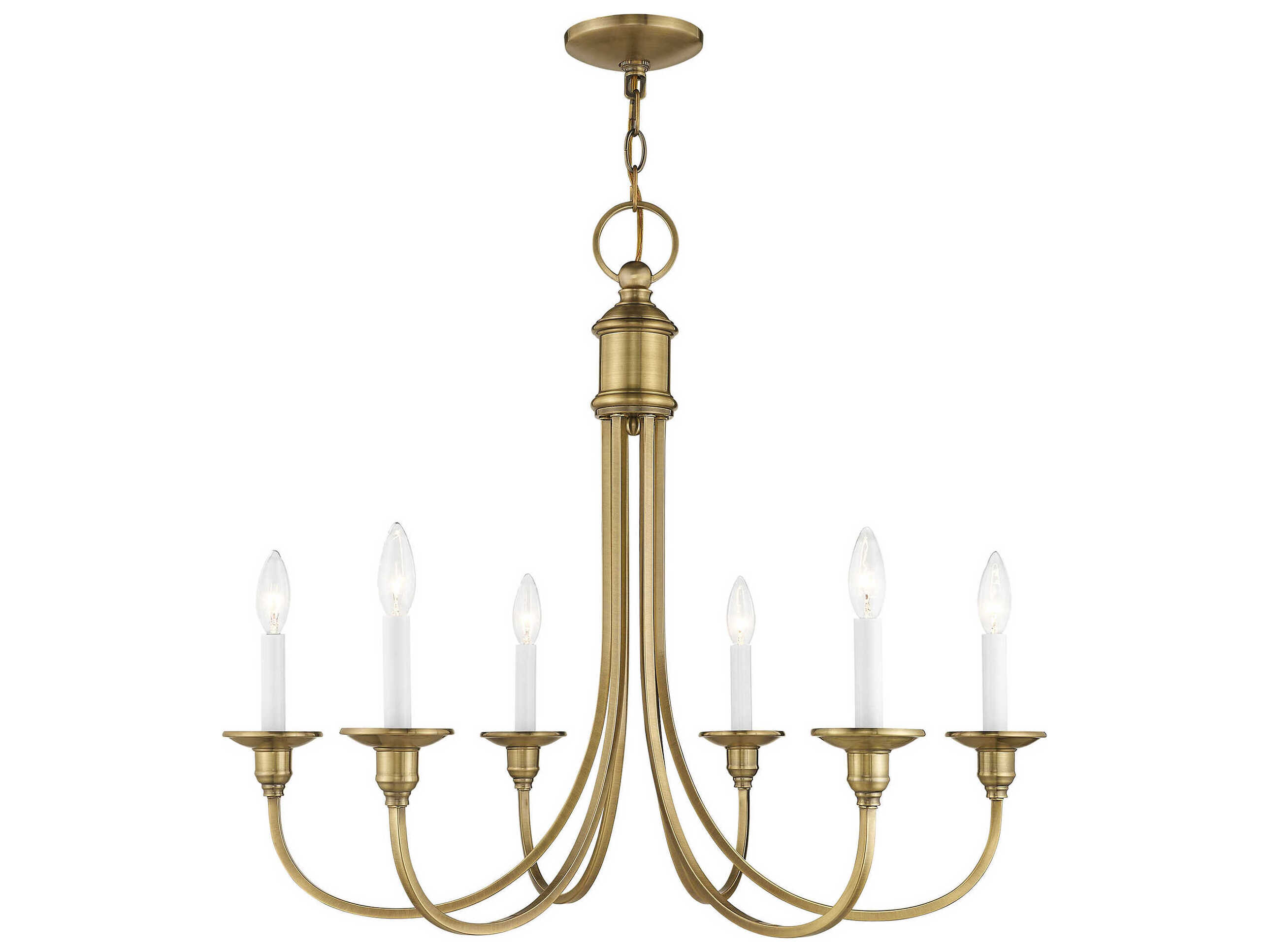 Livex Lighting Cranford 6-Light Antique Brass Candelabra Chandelier