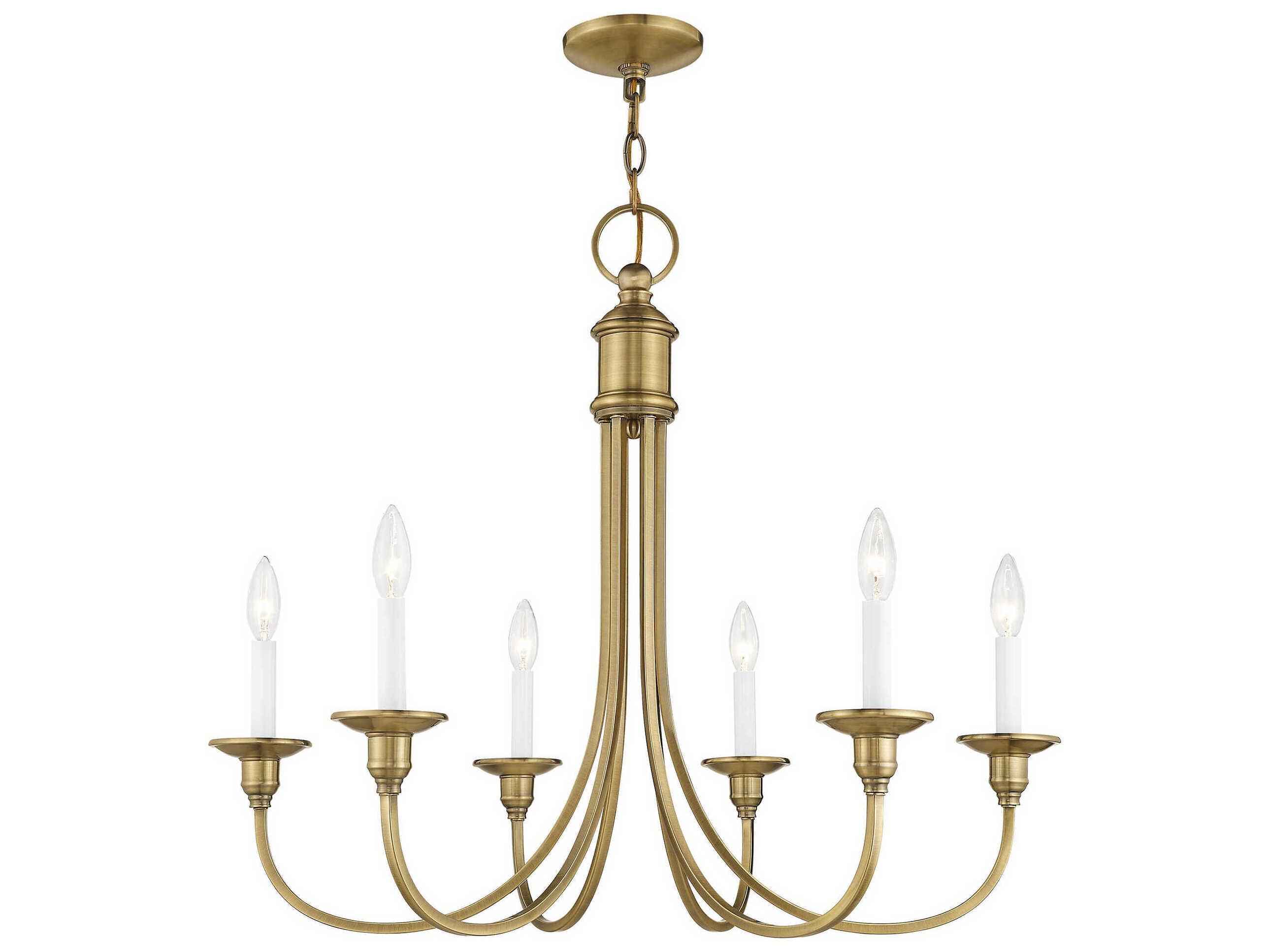 Livex Lighting Cranford 6-Light Antique Brass Candelabra Chandelier
