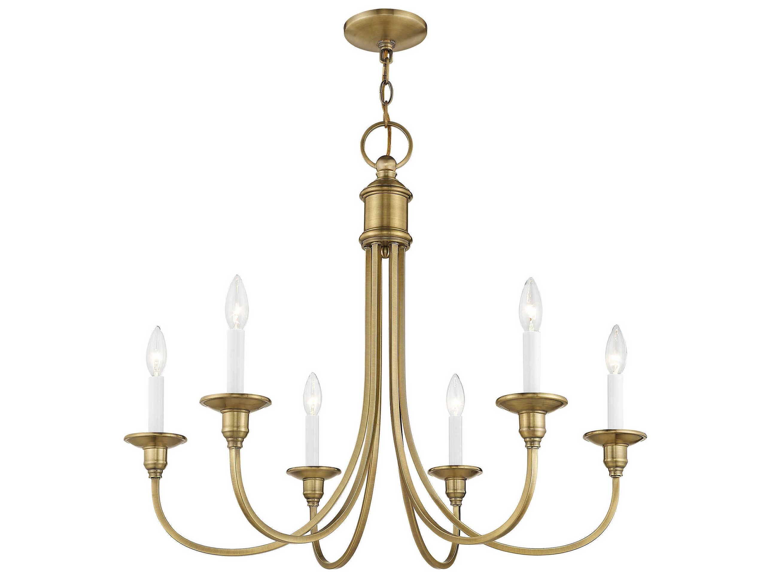 Livex Lighting Cranford 6-Light Antique Brass Candelabra Chandelier