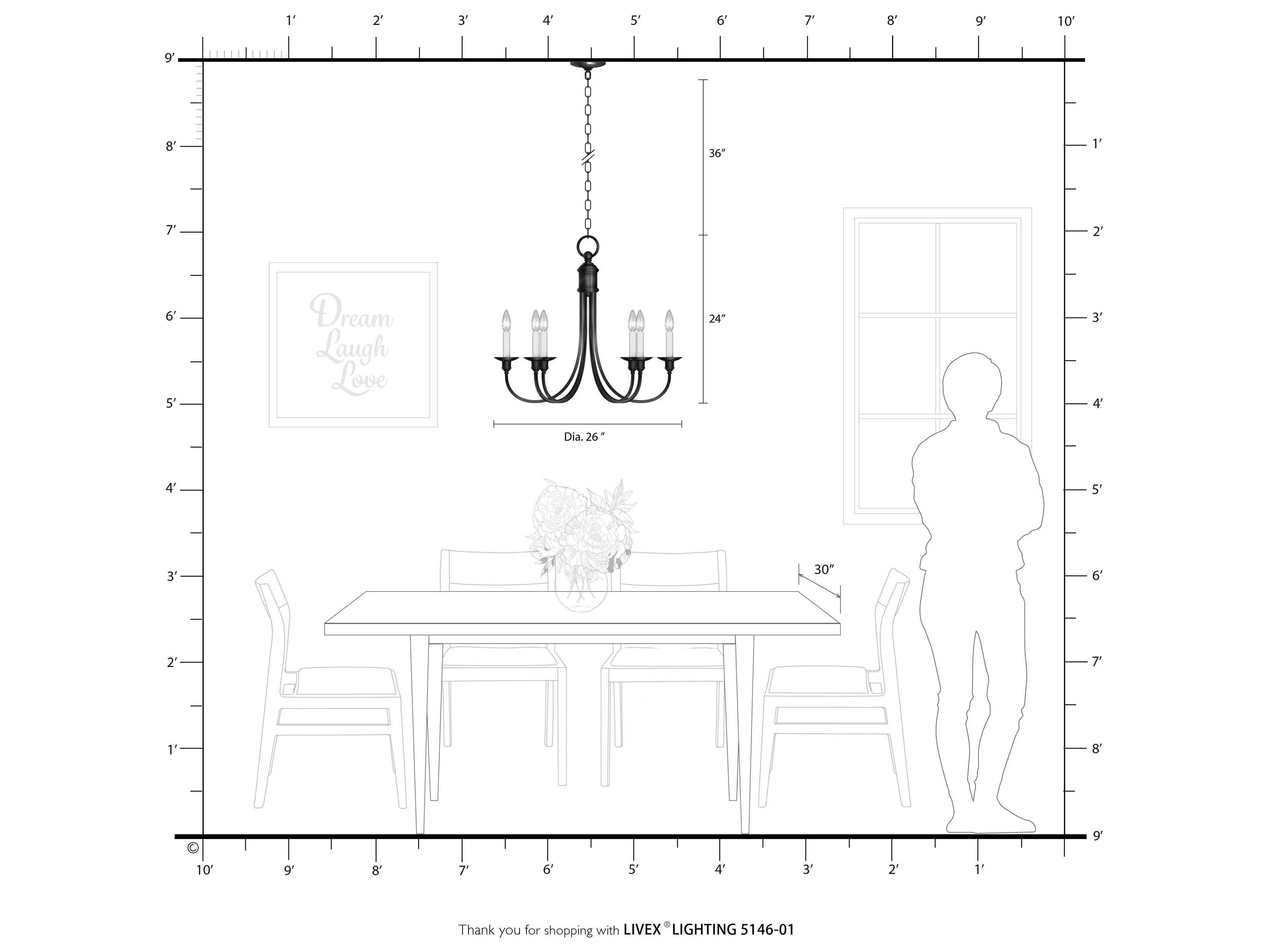 Livex Lighting Cranford 6-Light Antique Brass Candelabra Chandelier