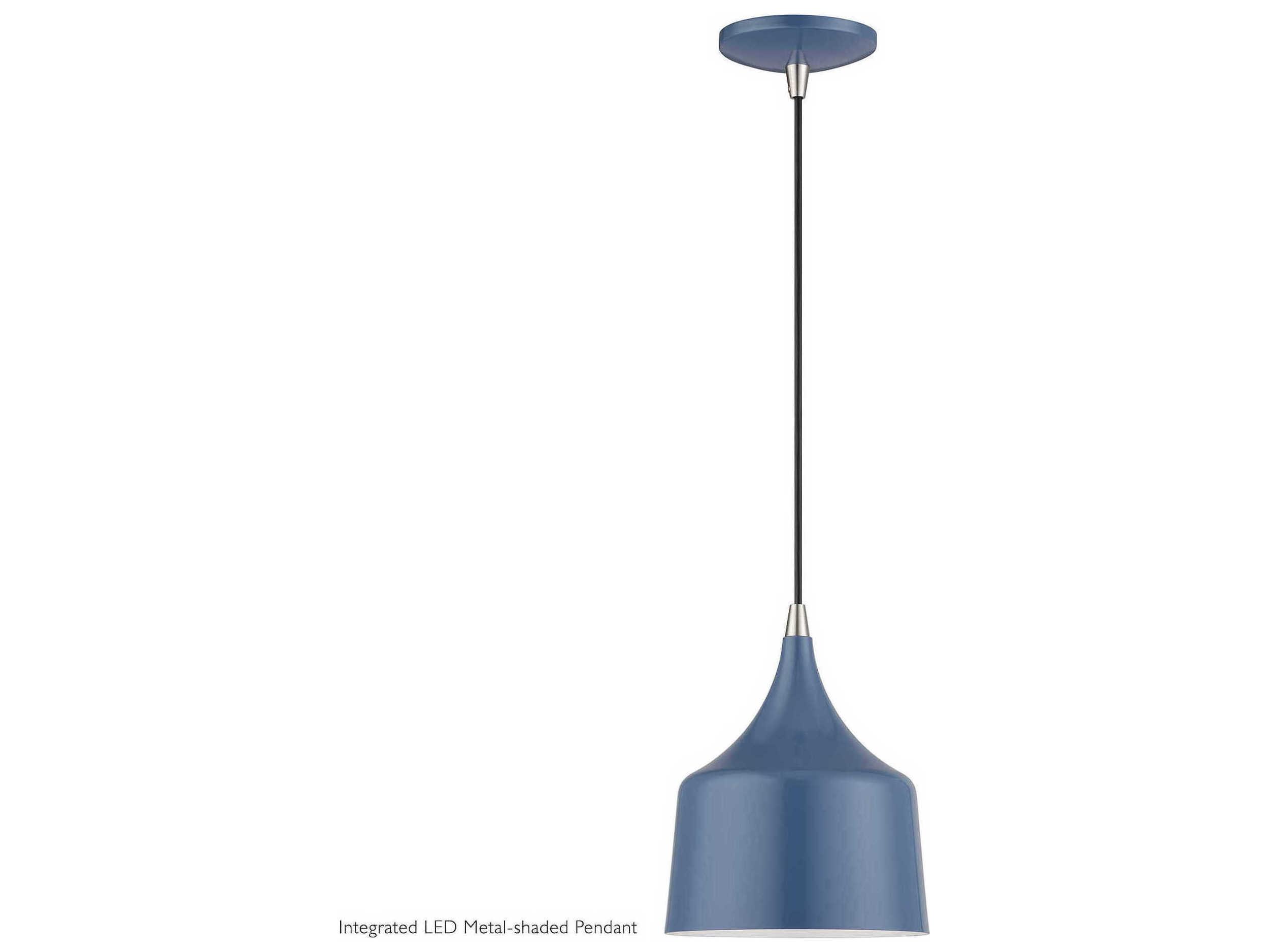Livex Lighting Bolita Ocean Blue With Brushed Nickel Accents Mini Pendant