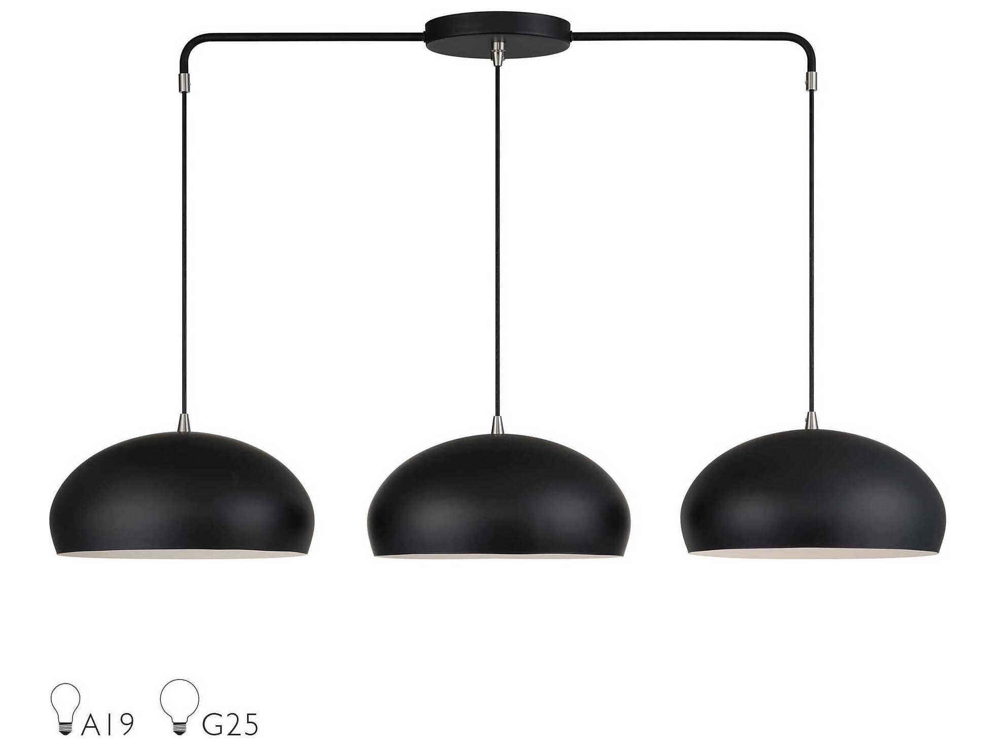 Livex Lighting Domma 3-Light Black With Brushed Nickel Accents Drum Island Pendant