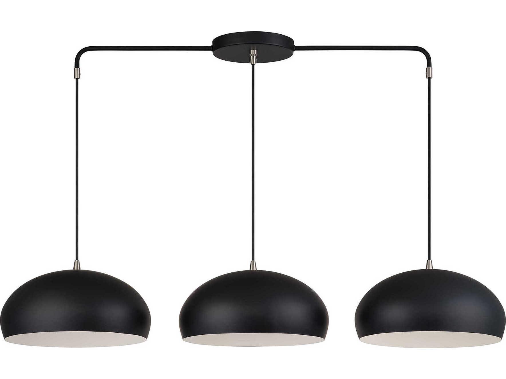 Livex Lighting Domma 3-Light Black With Brushed Nickel Accents Drum Island Pendant