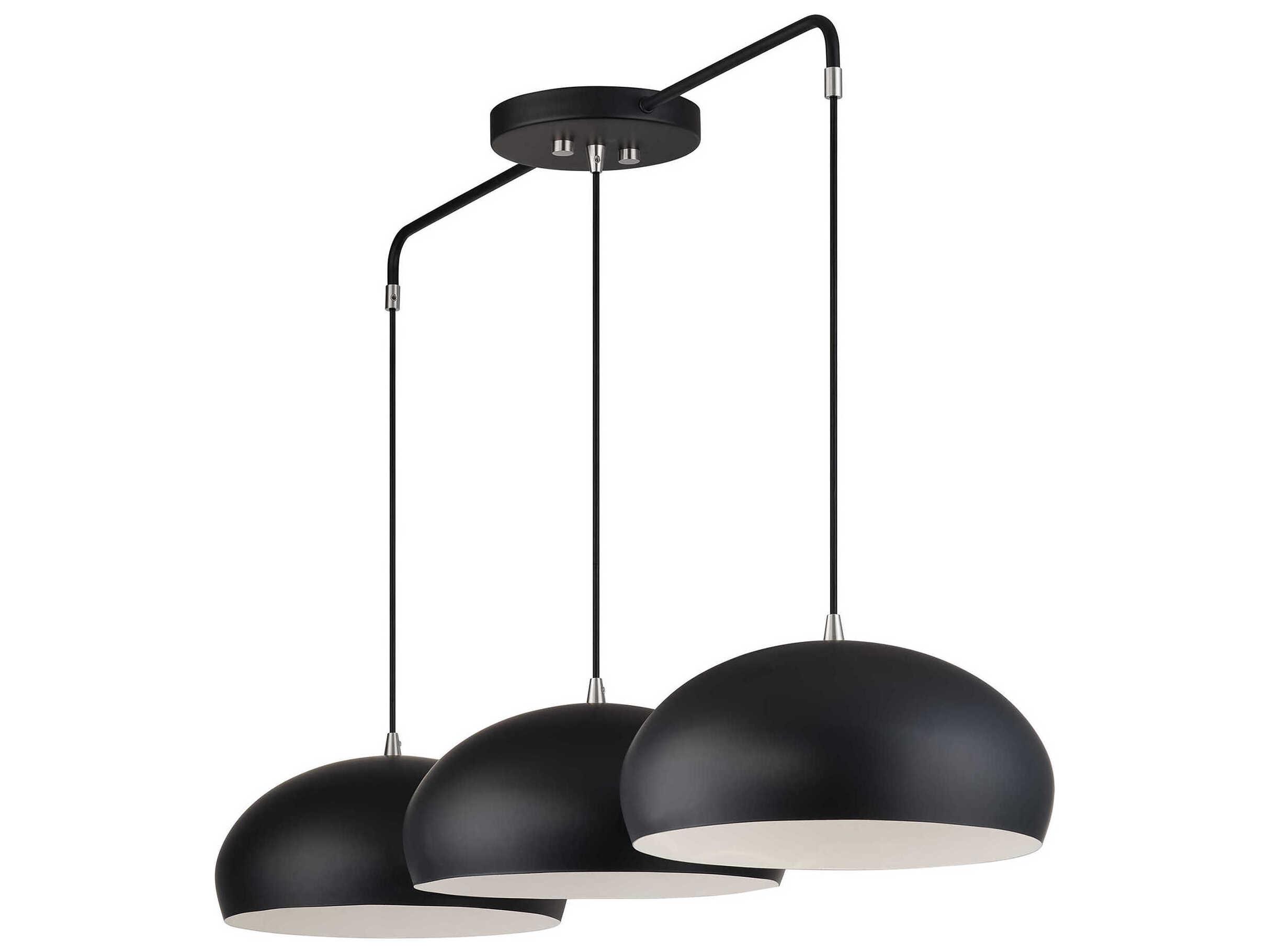 Livex Lighting Domma 3-Light Black With Brushed Nickel Accents Drum Island Pendant