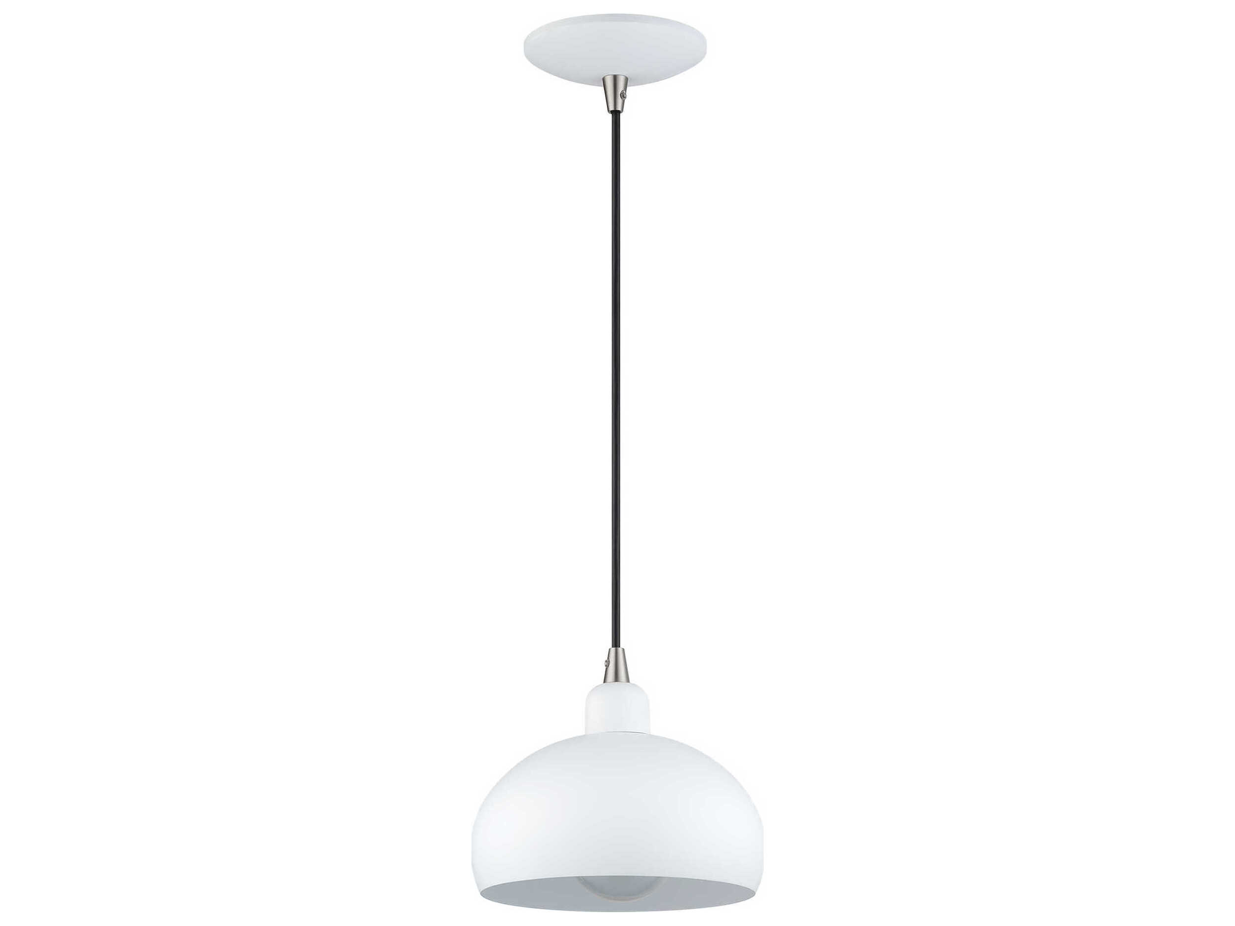 Livex Lighting Domma 1-Light White With Brushed Nickel Accents Drum Mini Pendant