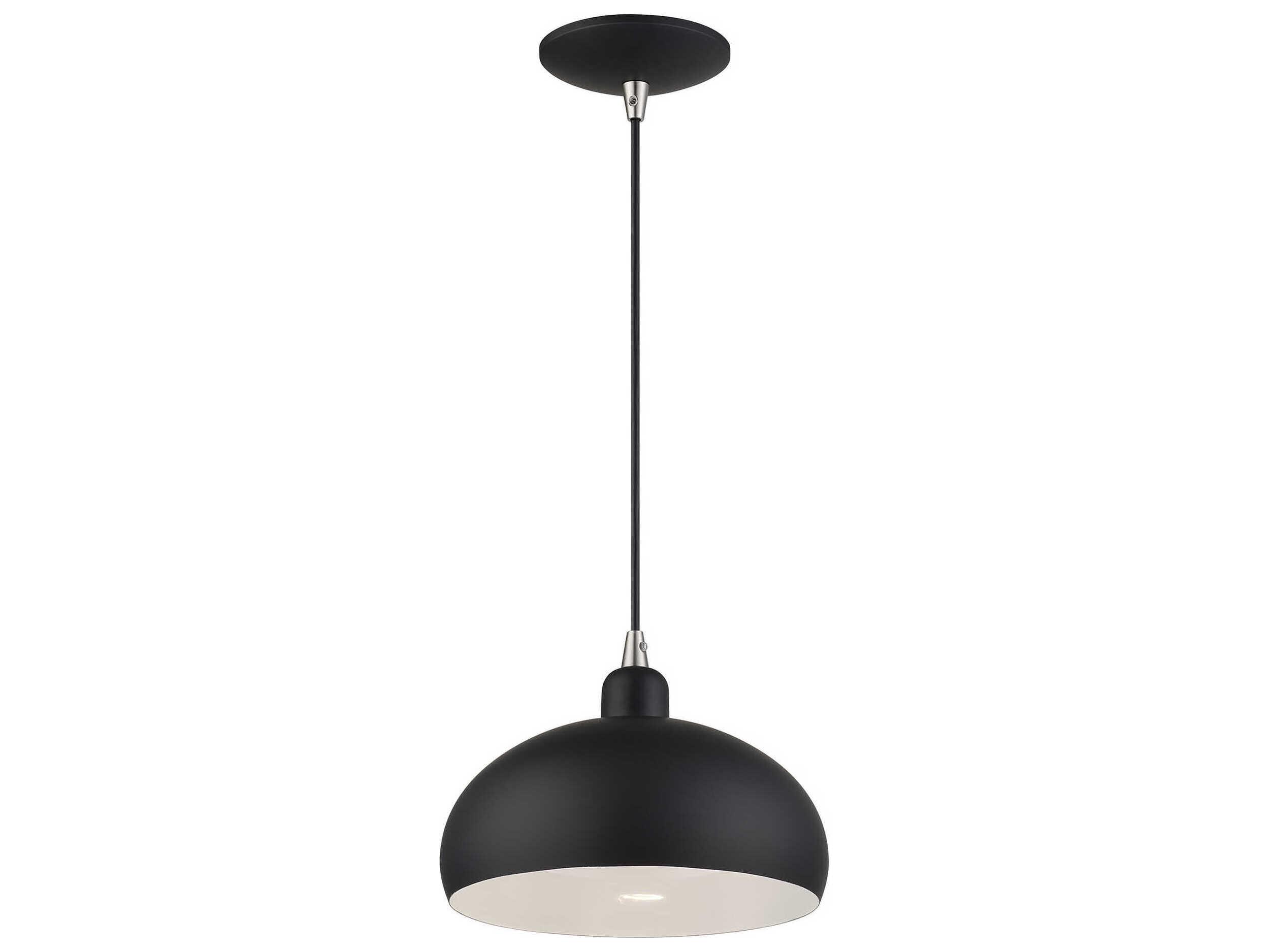 Livex Lighting Domma 1-Light Black With Brushed Nickel Accents Drum Mini Pendant