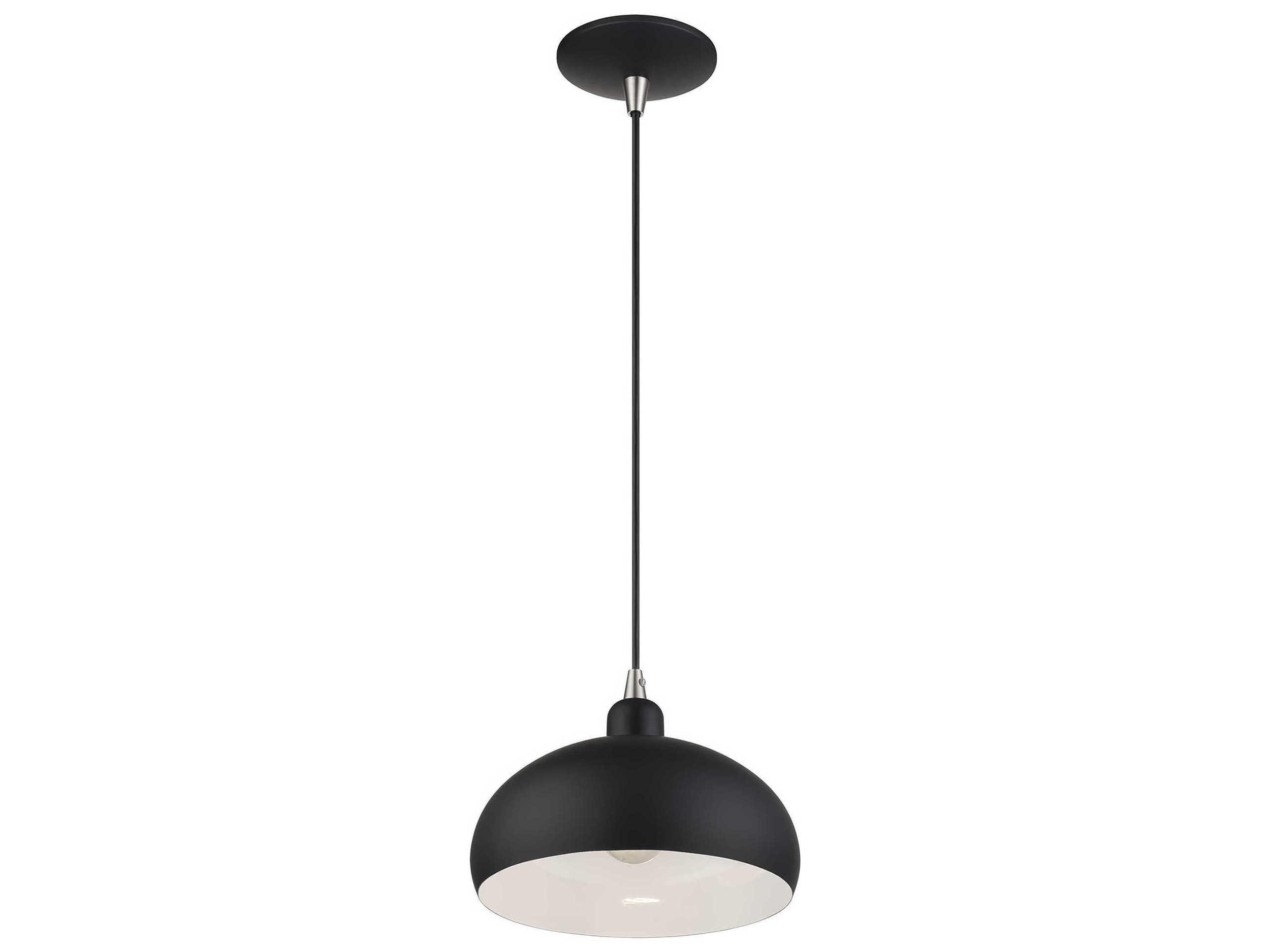 Livex Lighting Domma 1-Light Black With Brushed Nickel Accents Drum Mini Pendant