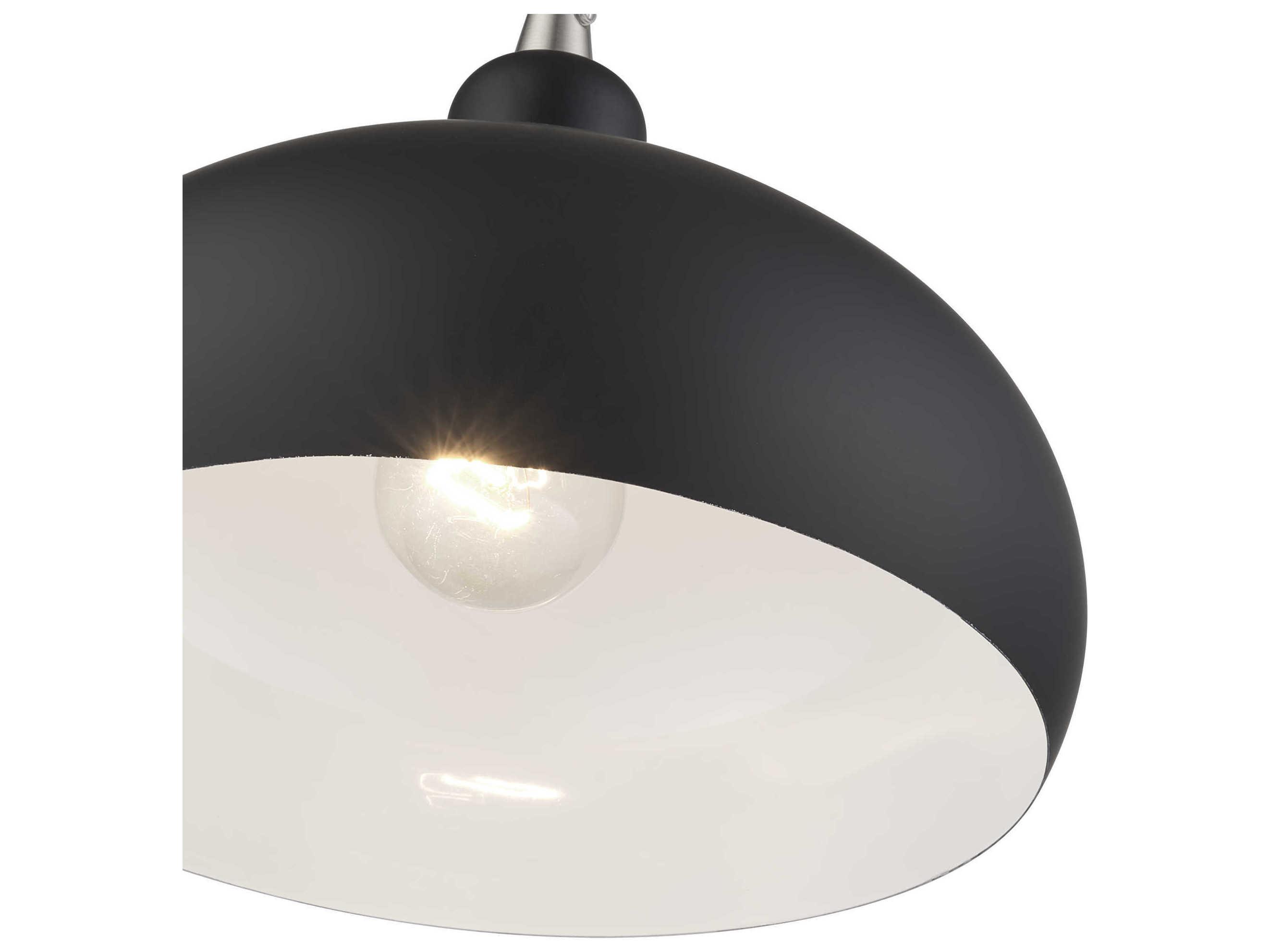 Livex Lighting Domma 1-Light Black With Brushed Nickel Accents Drum Mini Pendant