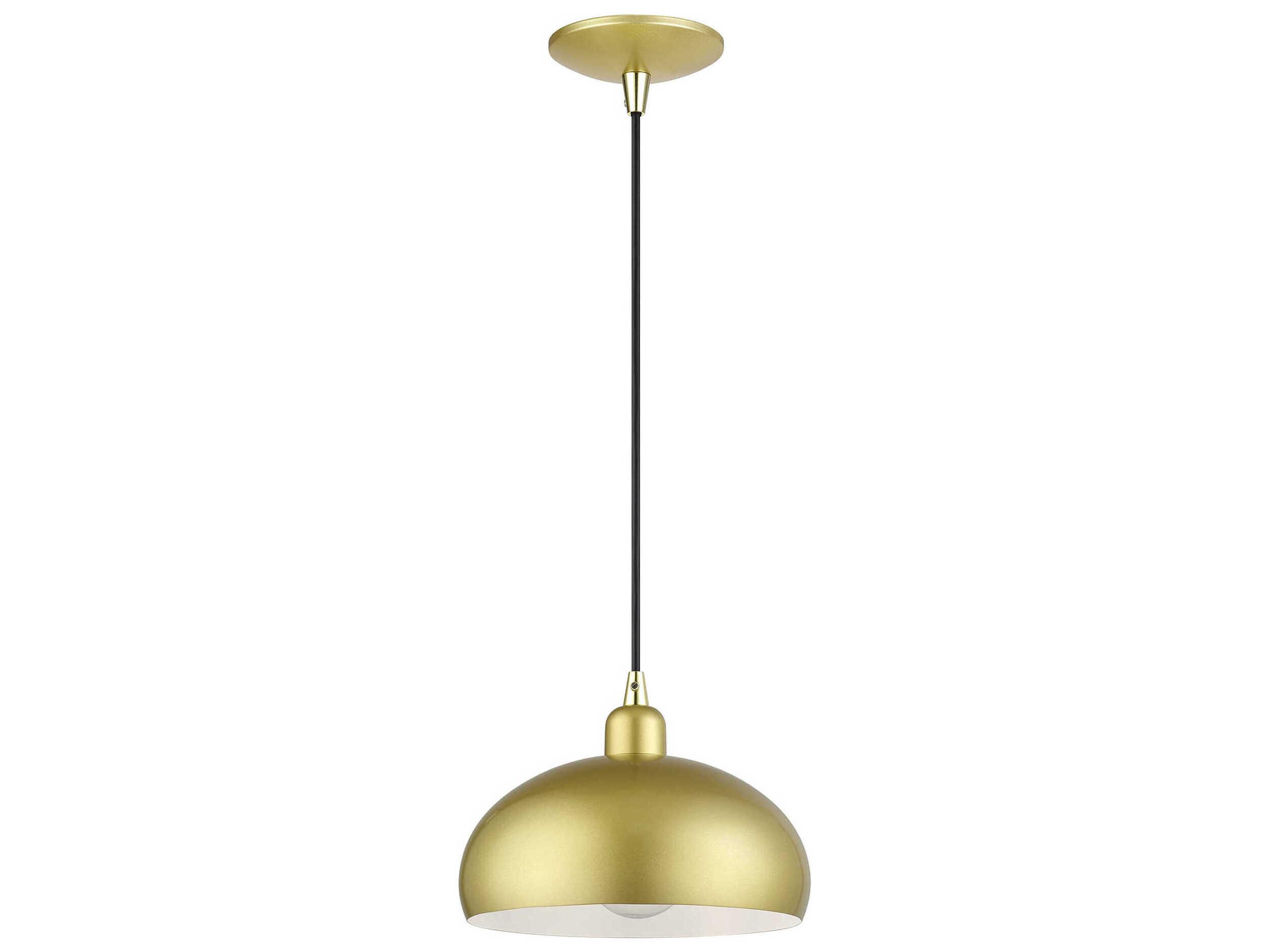 Livex Lighting Domma 1-Light Soft Gold With Polished Brass Accents Drum Mini Pendant