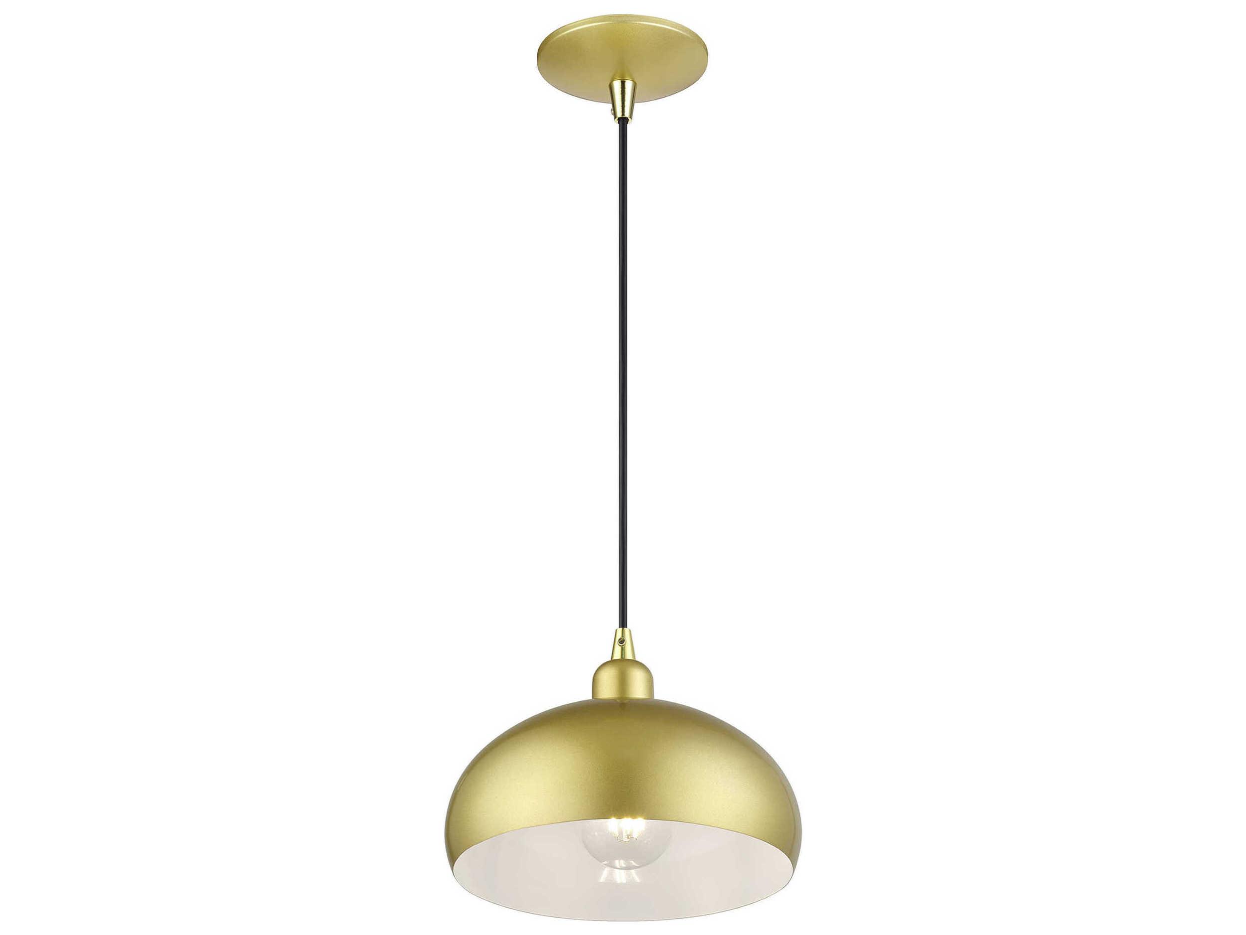 Livex Lighting Domma 1-Light Soft Gold With Polished Brass Accents Drum Mini Pendant