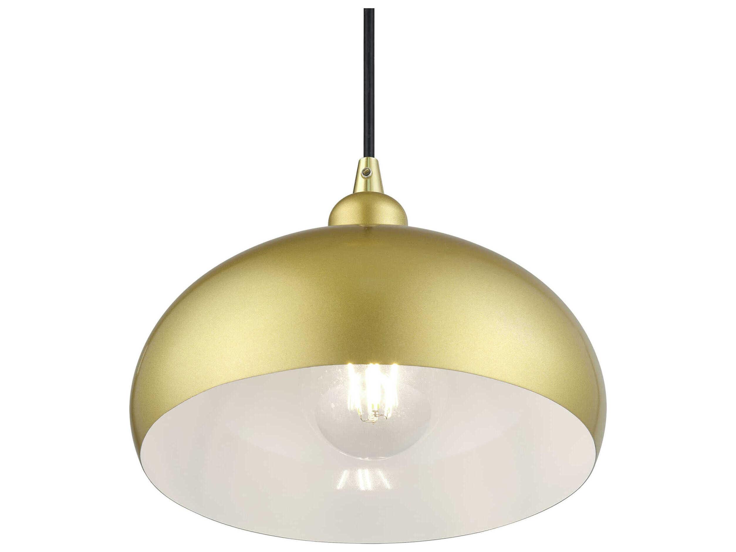 Livex Lighting Domma 1-Light Soft Gold With Polished Brass Accents Drum Mini Pendant