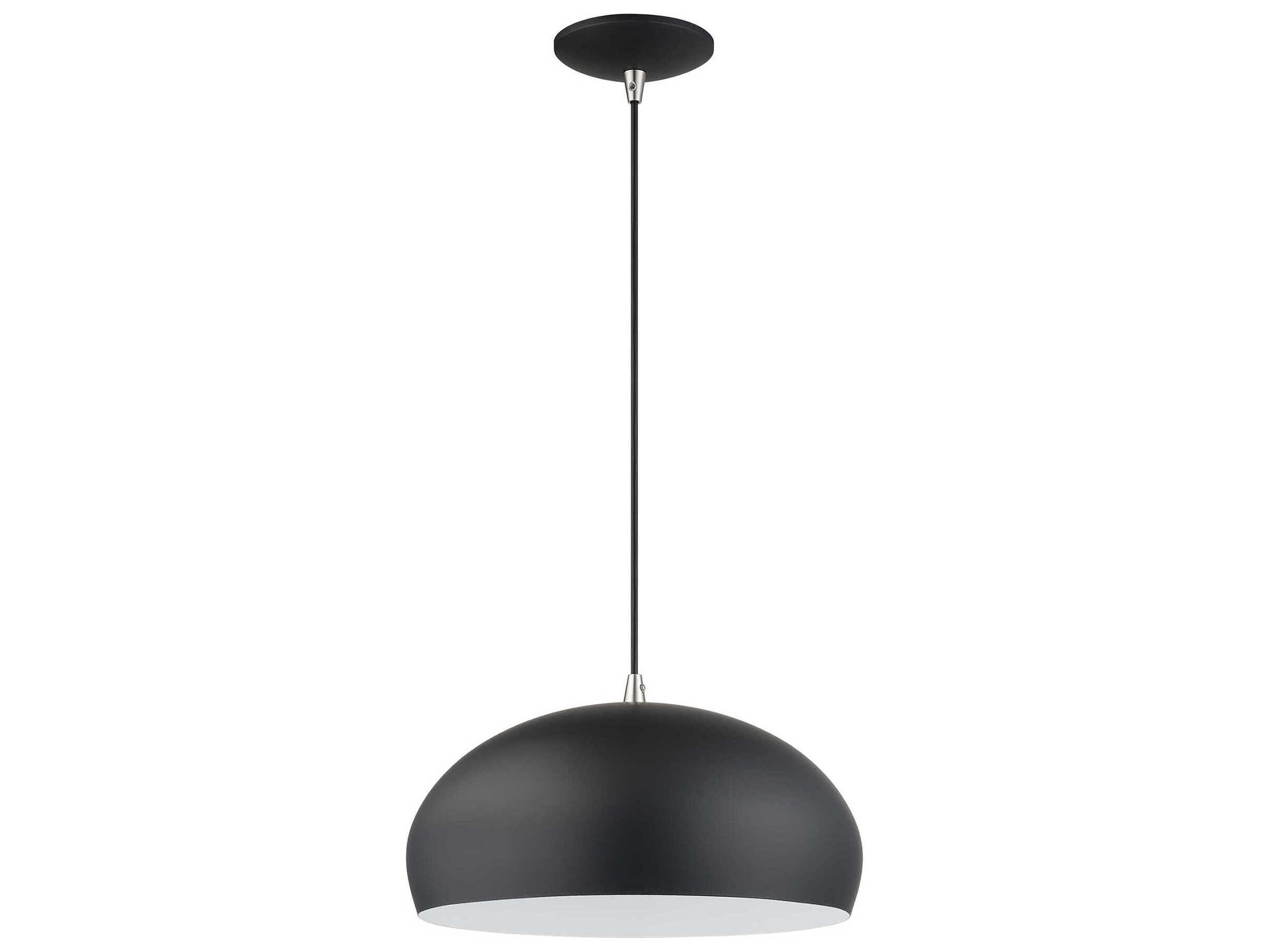 Livex Lighting Domma 1-Light Black With Brushed Nickel Accents Drum Pendant
