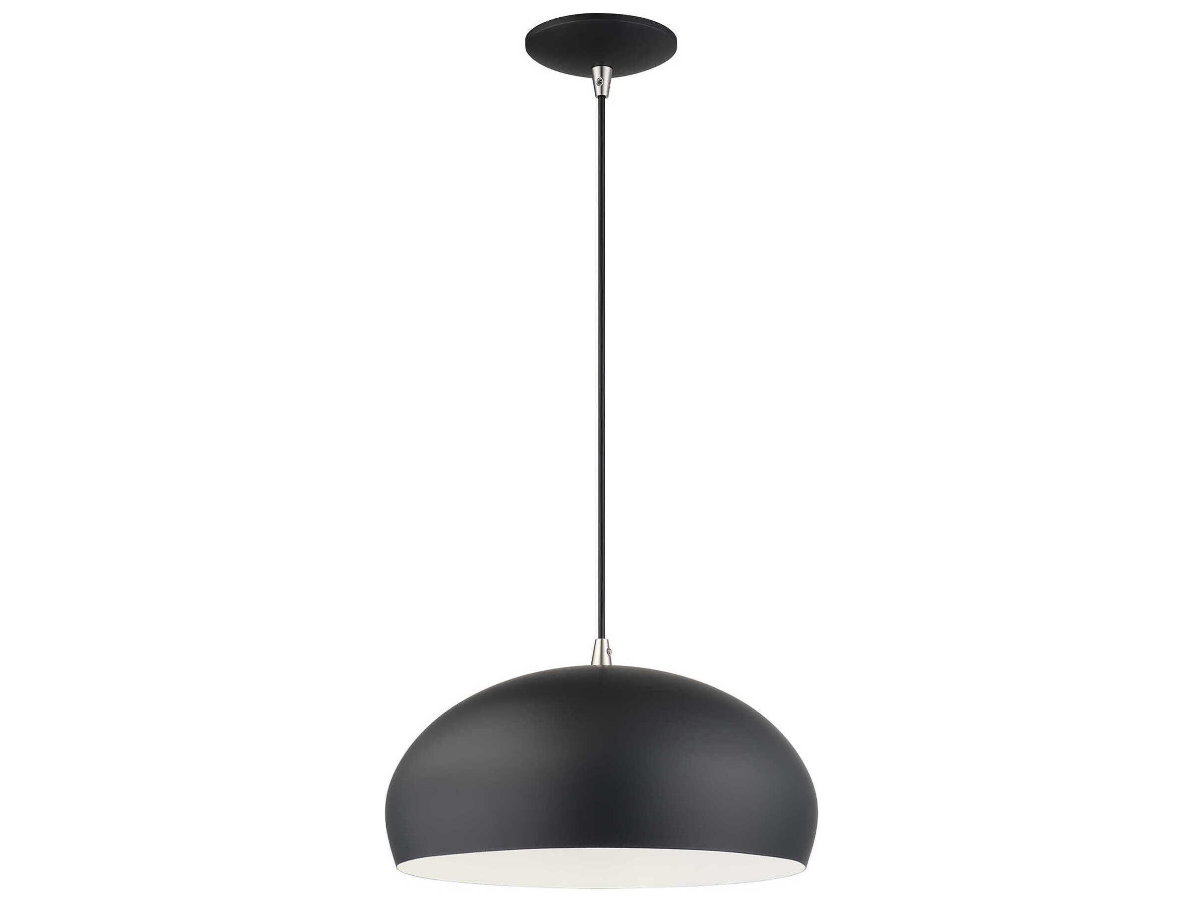 Livex Lighting Domma 1-Light Black With Brushed Nickel Accents Drum Pendant
