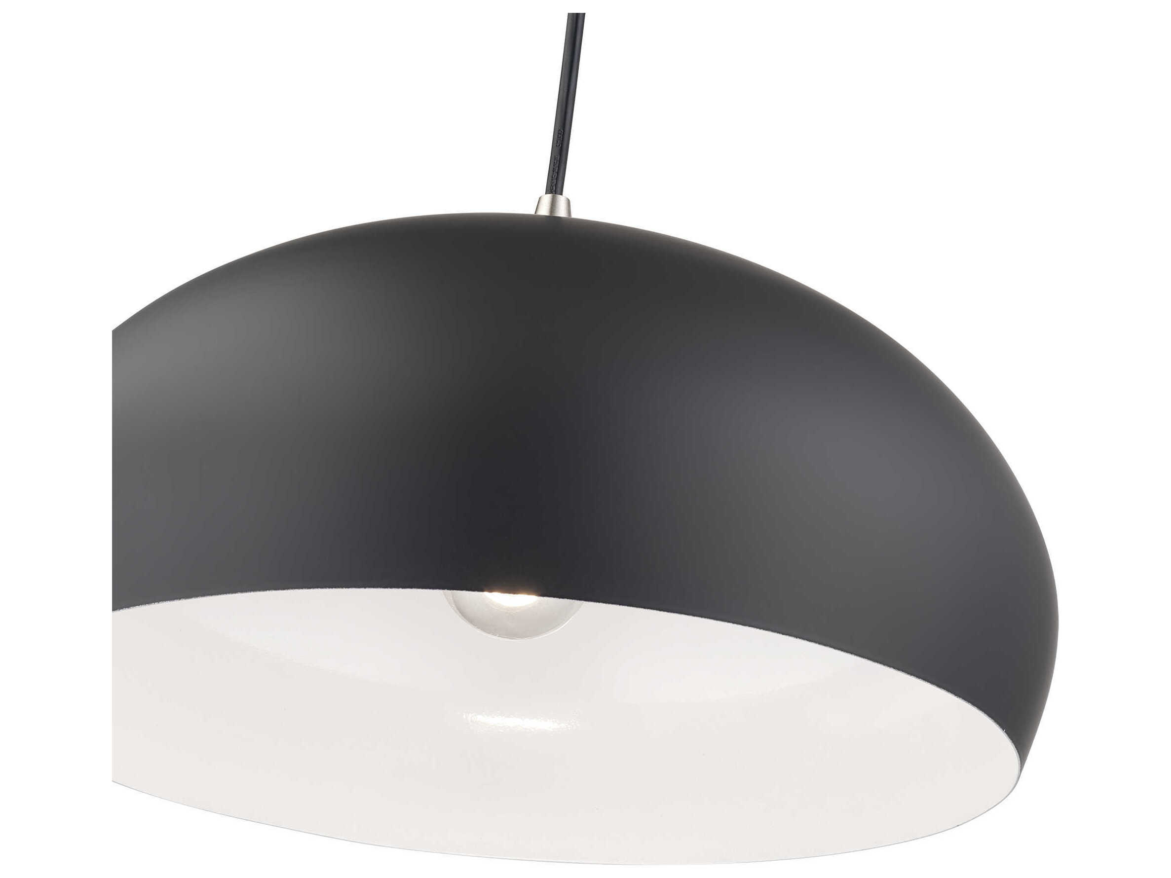 Livex Lighting Domma 1-Light Black With Brushed Nickel Accents Drum Pendant