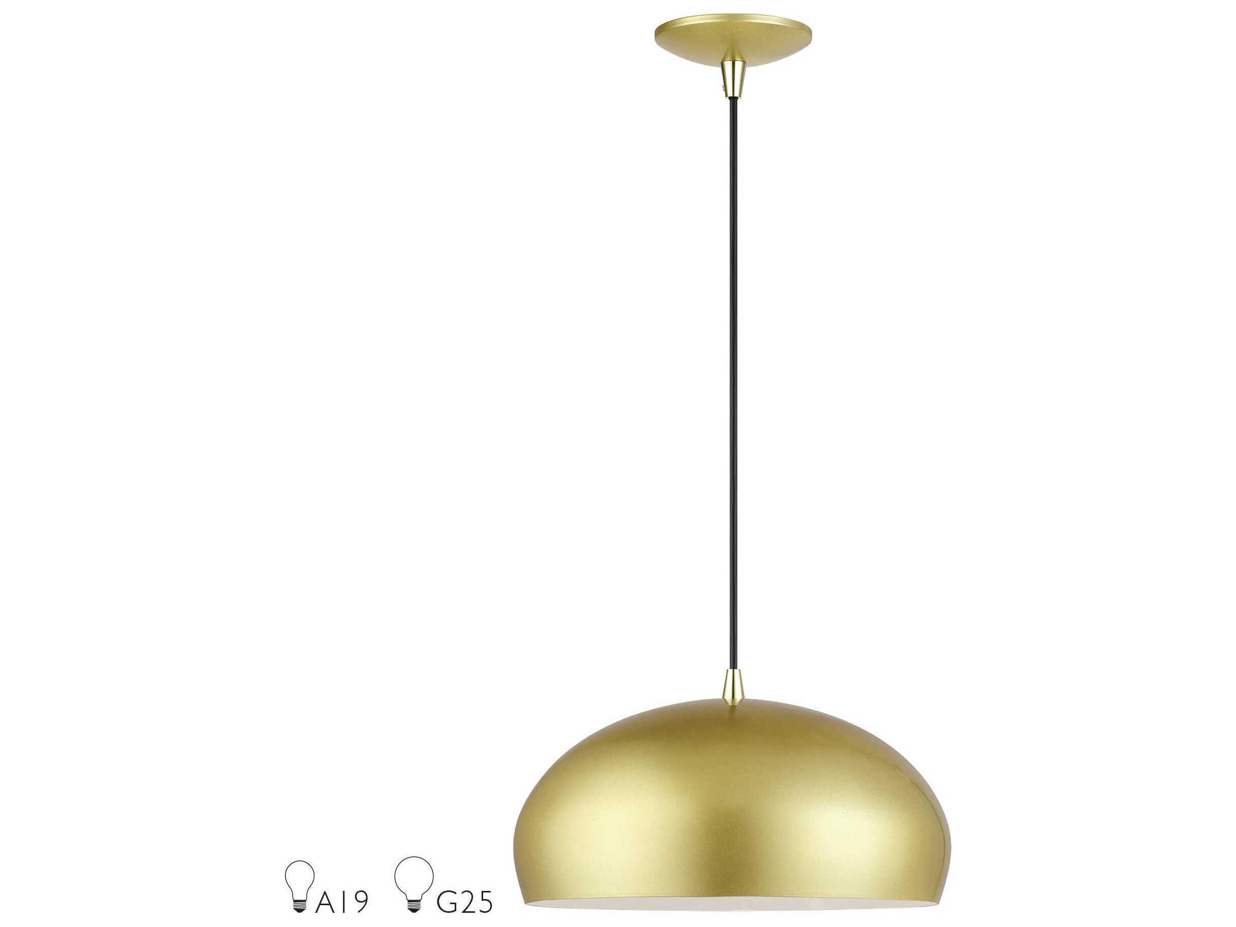 Livex Lighting Domma 1-Light Soft Gold With Polished Brass Accents Drum Pendant