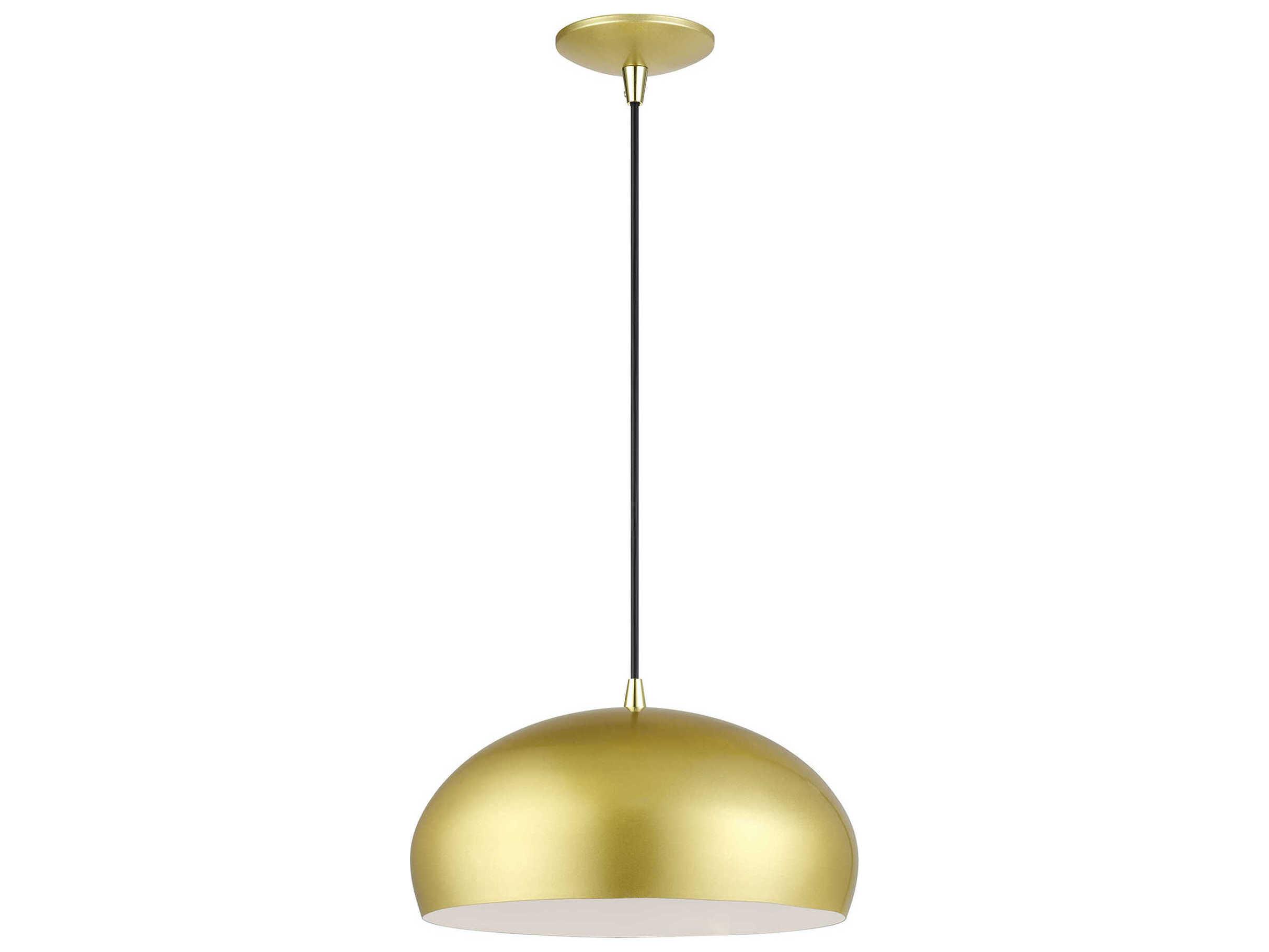 Livex Lighting Domma 1-Light Soft Gold With Polished Brass Accents Drum Pendant