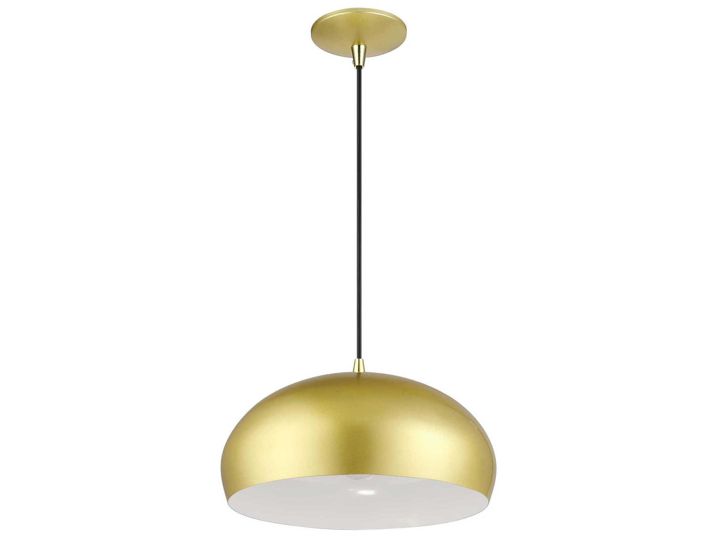 Livex Lighting Domma 1-Light Soft Gold With Polished Brass Accents Drum Pendant