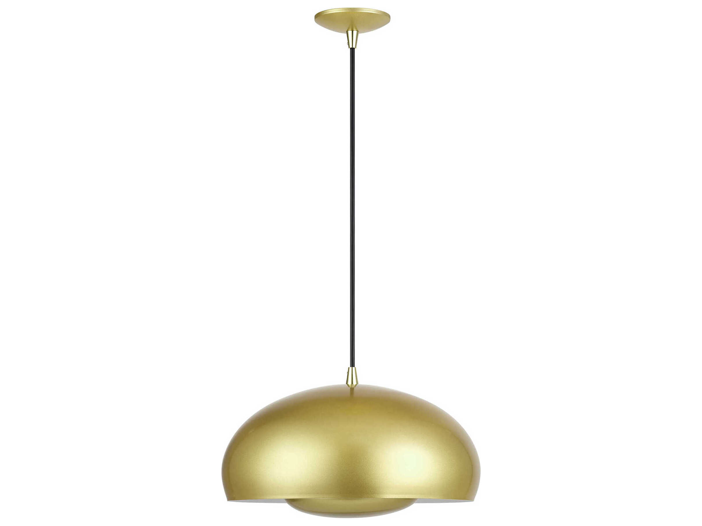 Livex Lighting Domma 3-Light Soft Gold With Polished Brass Accents Bowl Pendant