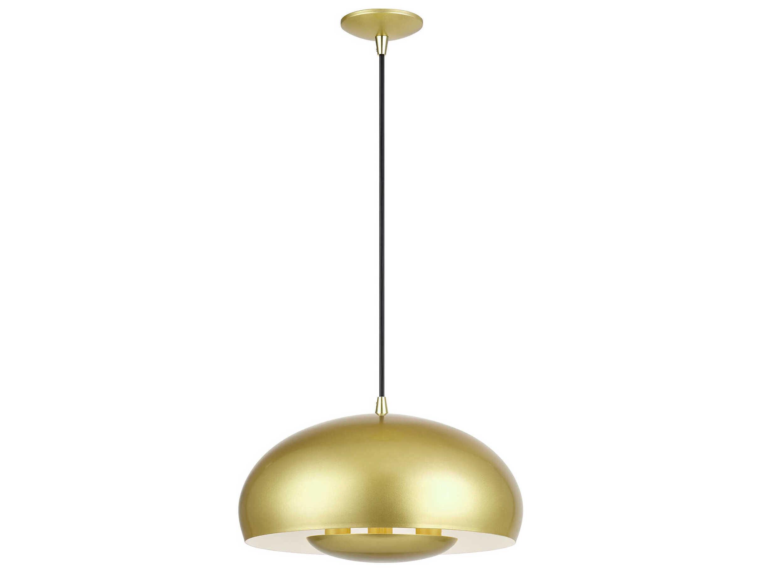 Livex Lighting Domma 3-Light Soft Gold With Polished Brass Accents Bowl Pendant