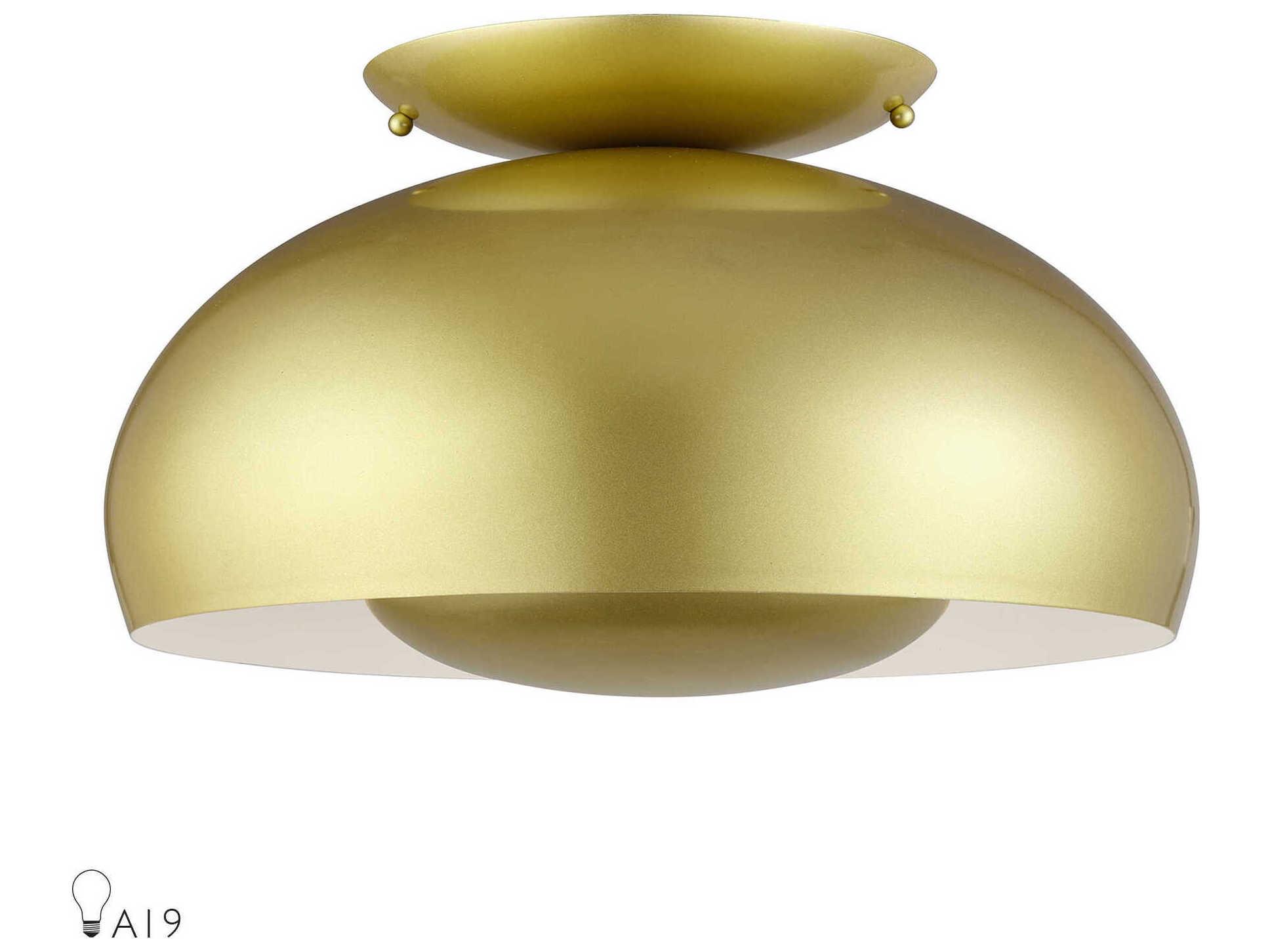 Livex Lighting Domma 3-Light Soft Gold Bronze Round Semi Flush Mount