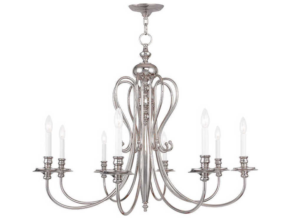 Livex Lighting Caldwell 8-Light Polished Nickel Candelabra Chandelier