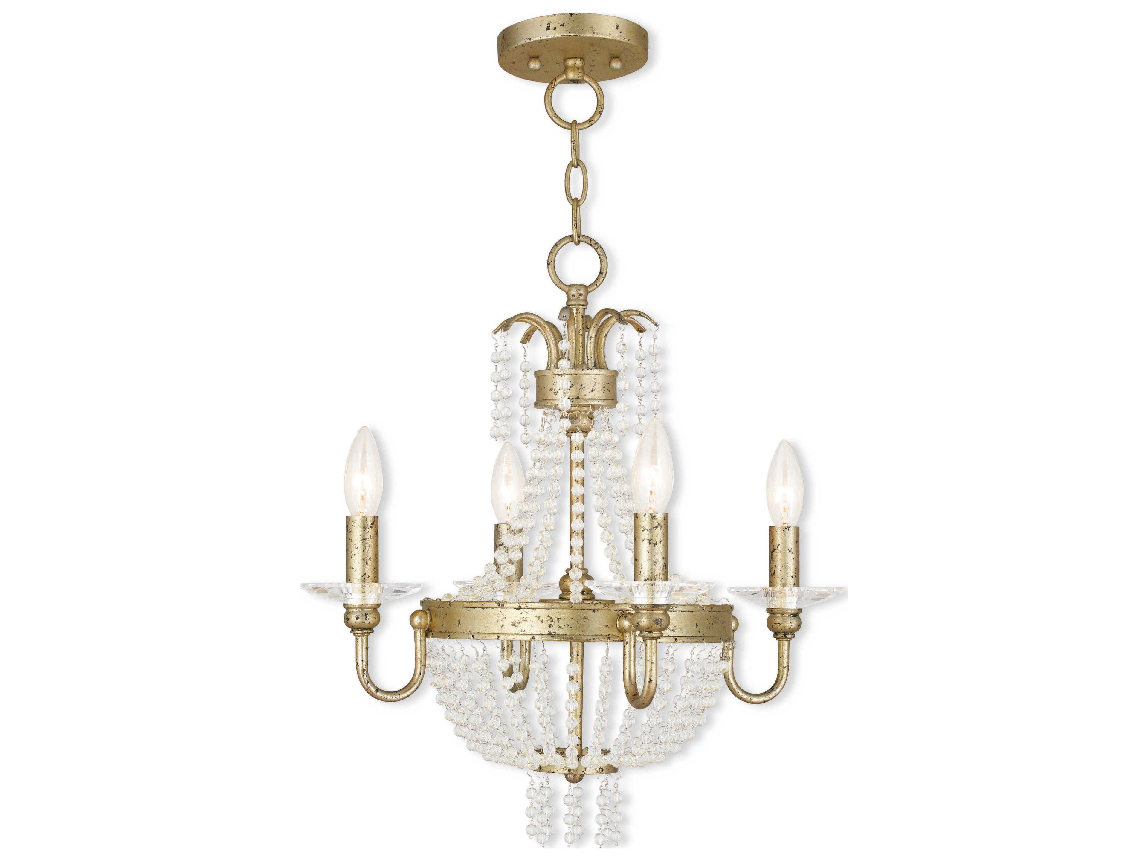 Livex Lighting Valentina 4-Light Hand Applied Winter Gold Crystal Candelabra Chandelier