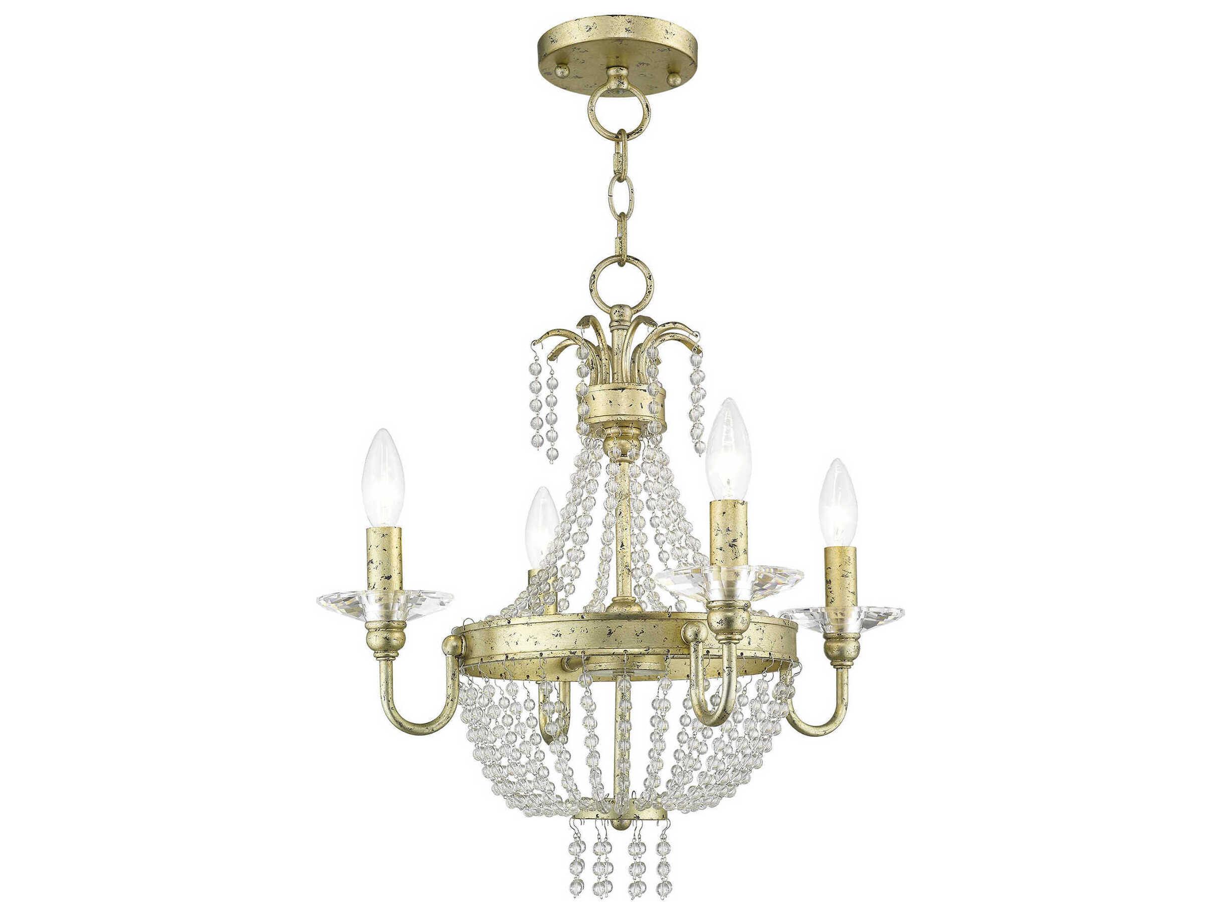 Livex Lighting Valentina 4-Light Hand Applied Winter Gold Crystal Candelabra Chandelier