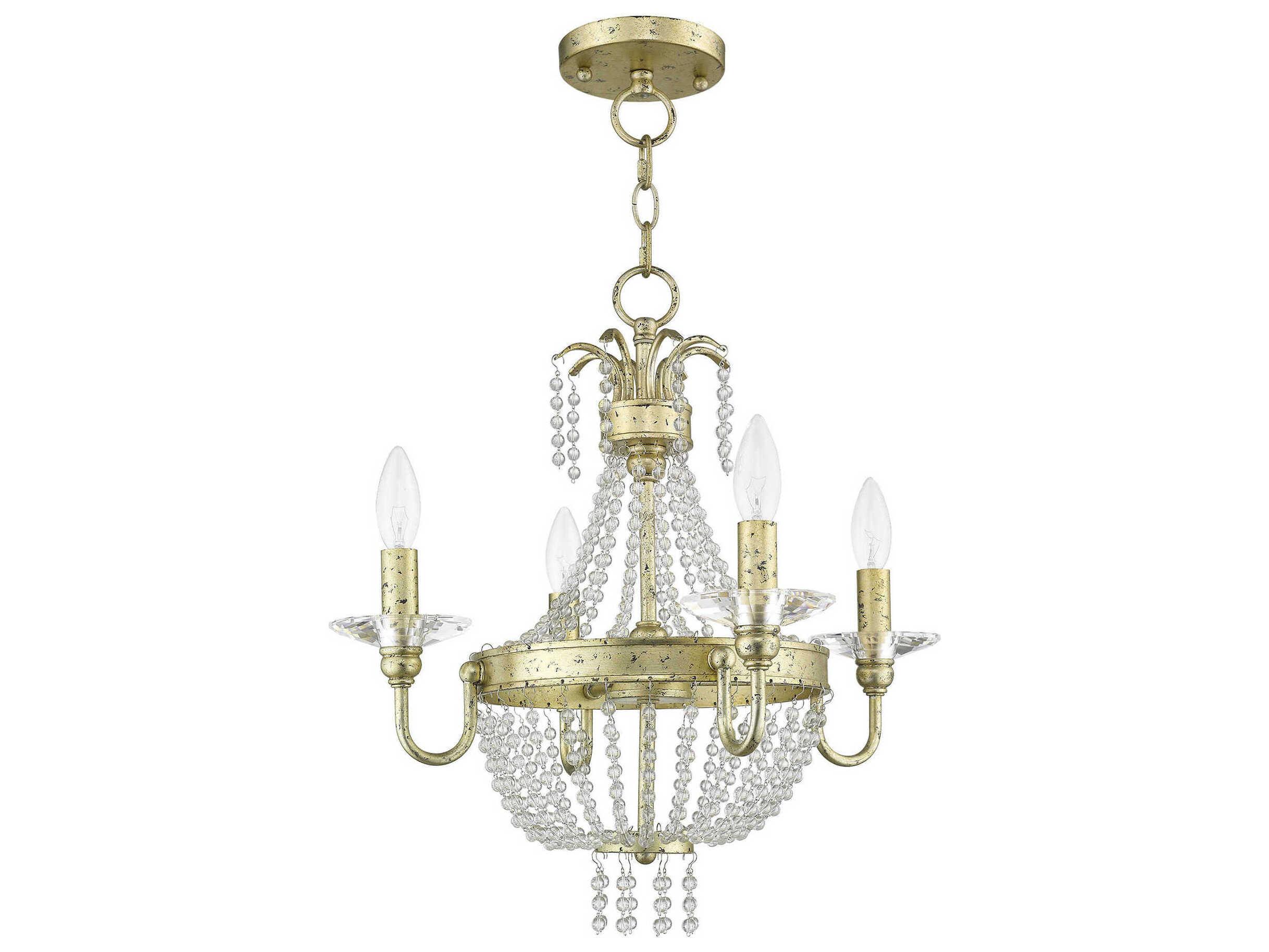 Livex Lighting Valentina 4-Light Hand Applied Winter Gold Crystal Candelabra Chandelier