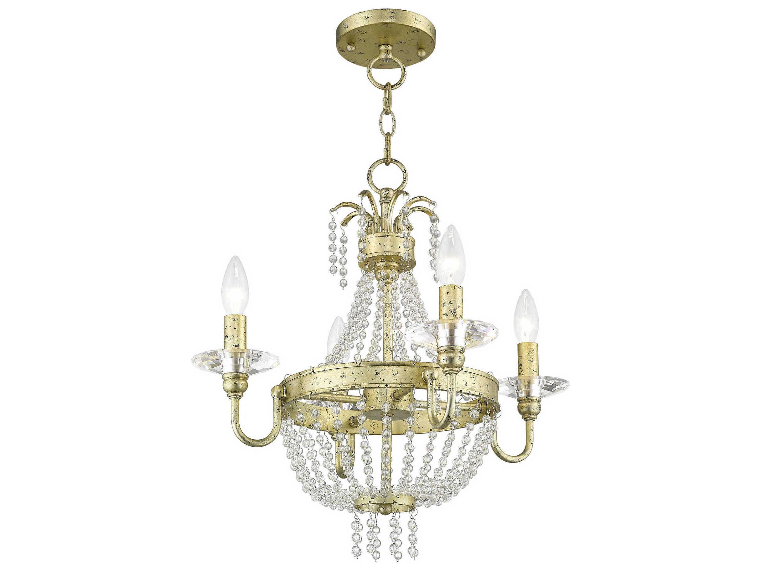 Livex Lighting Valentina 4-Light Hand Applied Winter Gold Crystal Candelabra Chandelier